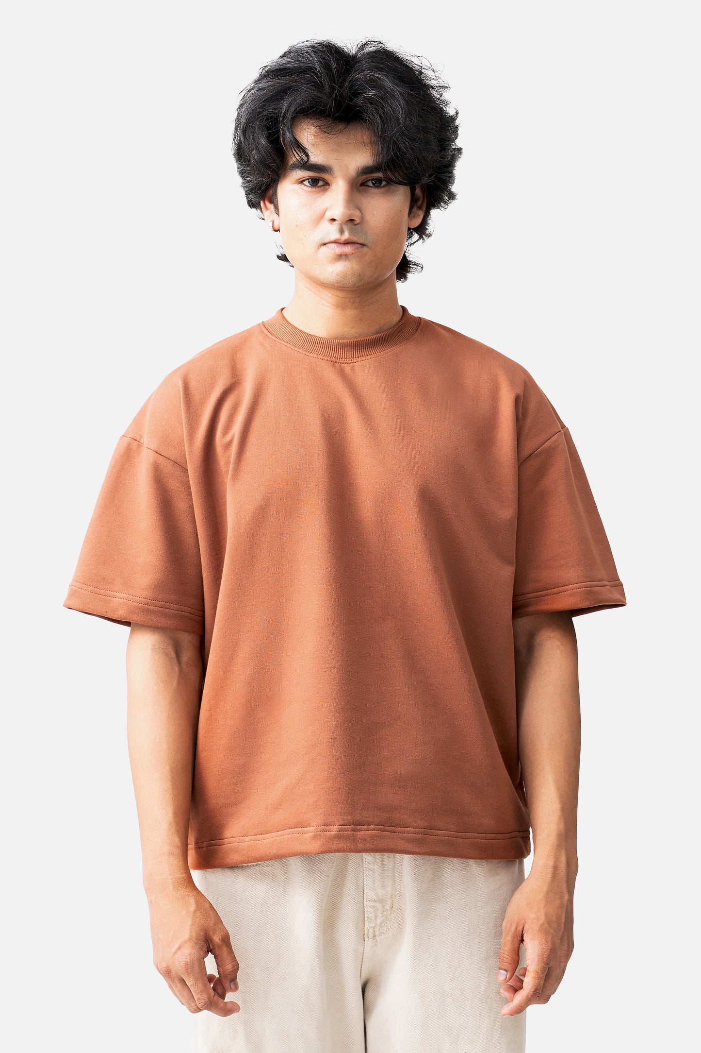 Classic Cropped Box-Fit Tshirt - Rust Brown