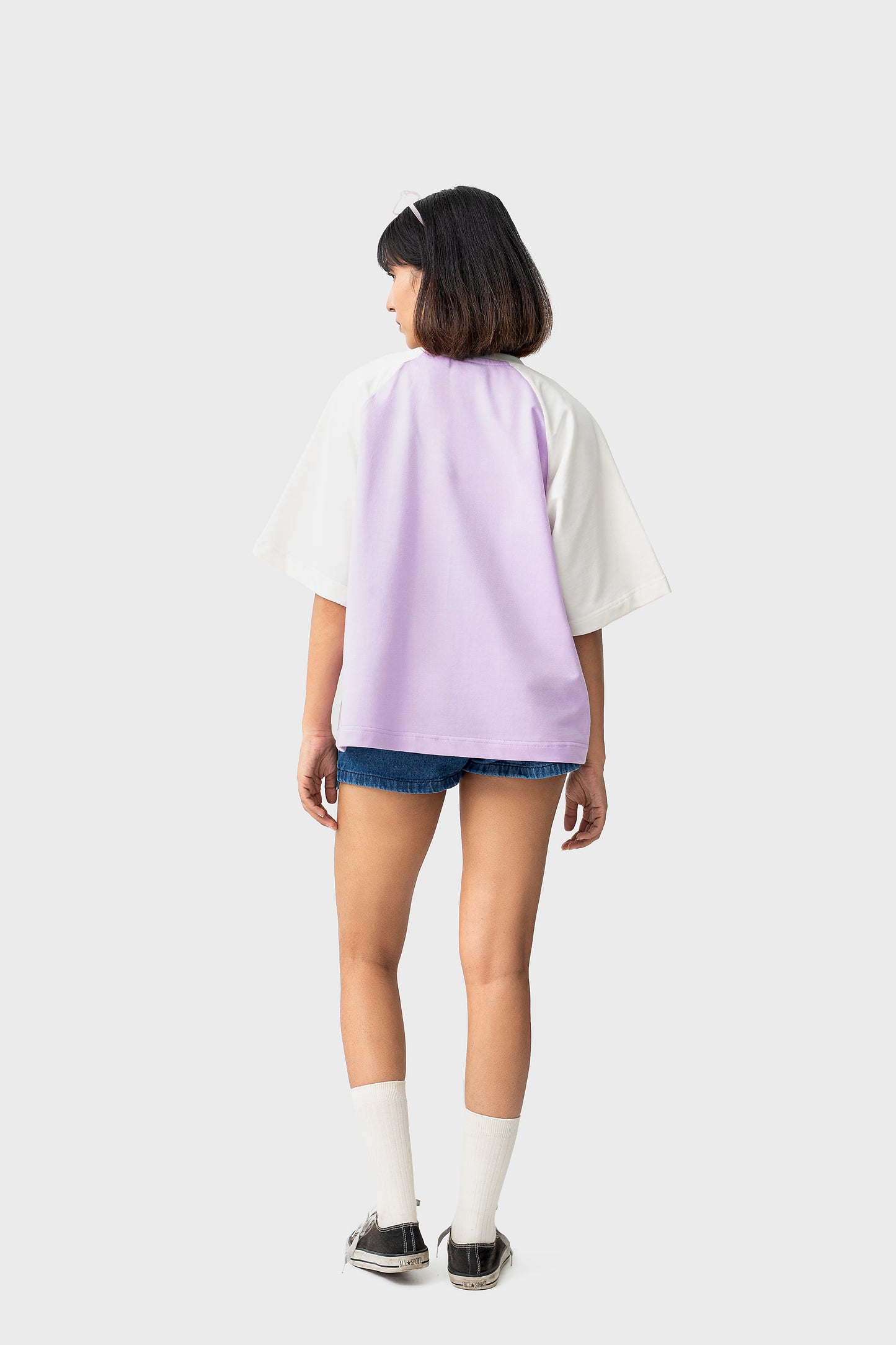 Chasing Halley Raglan- Lilac/Off-White