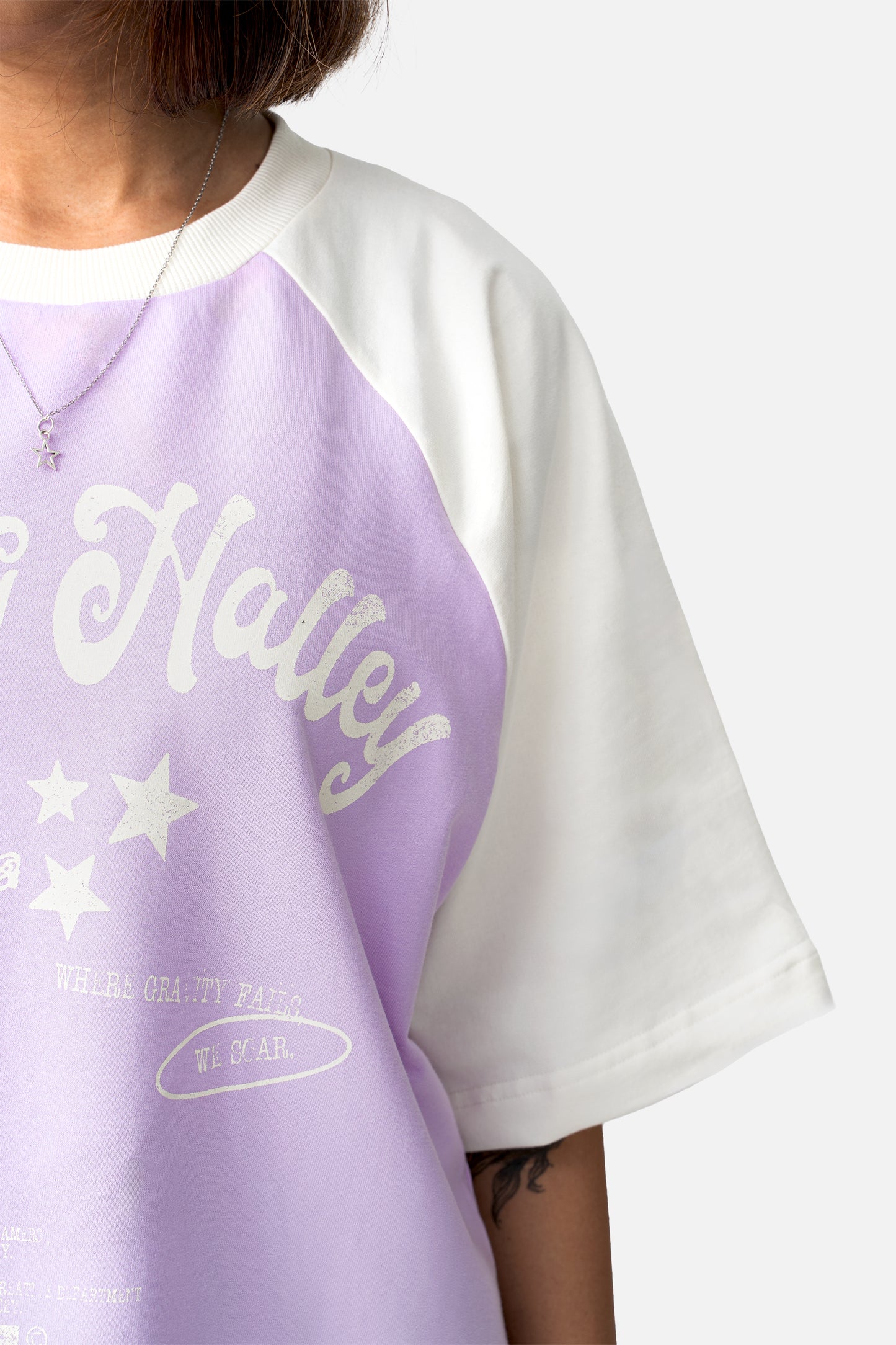 Chasing Halley Raglan- Lilac/Off-White