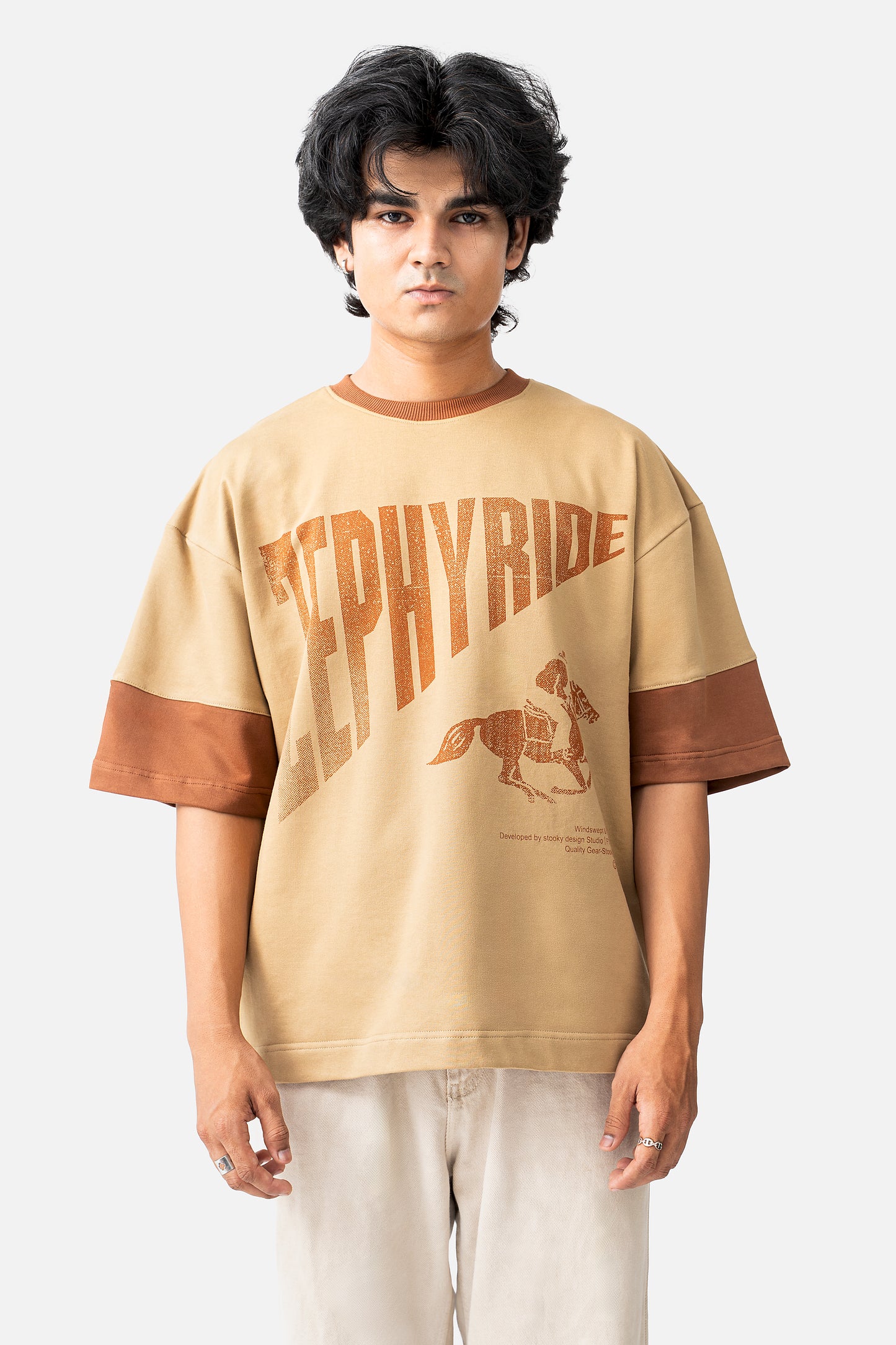 Zephyride Saddle T-Shirt - Sand/Rust Brown