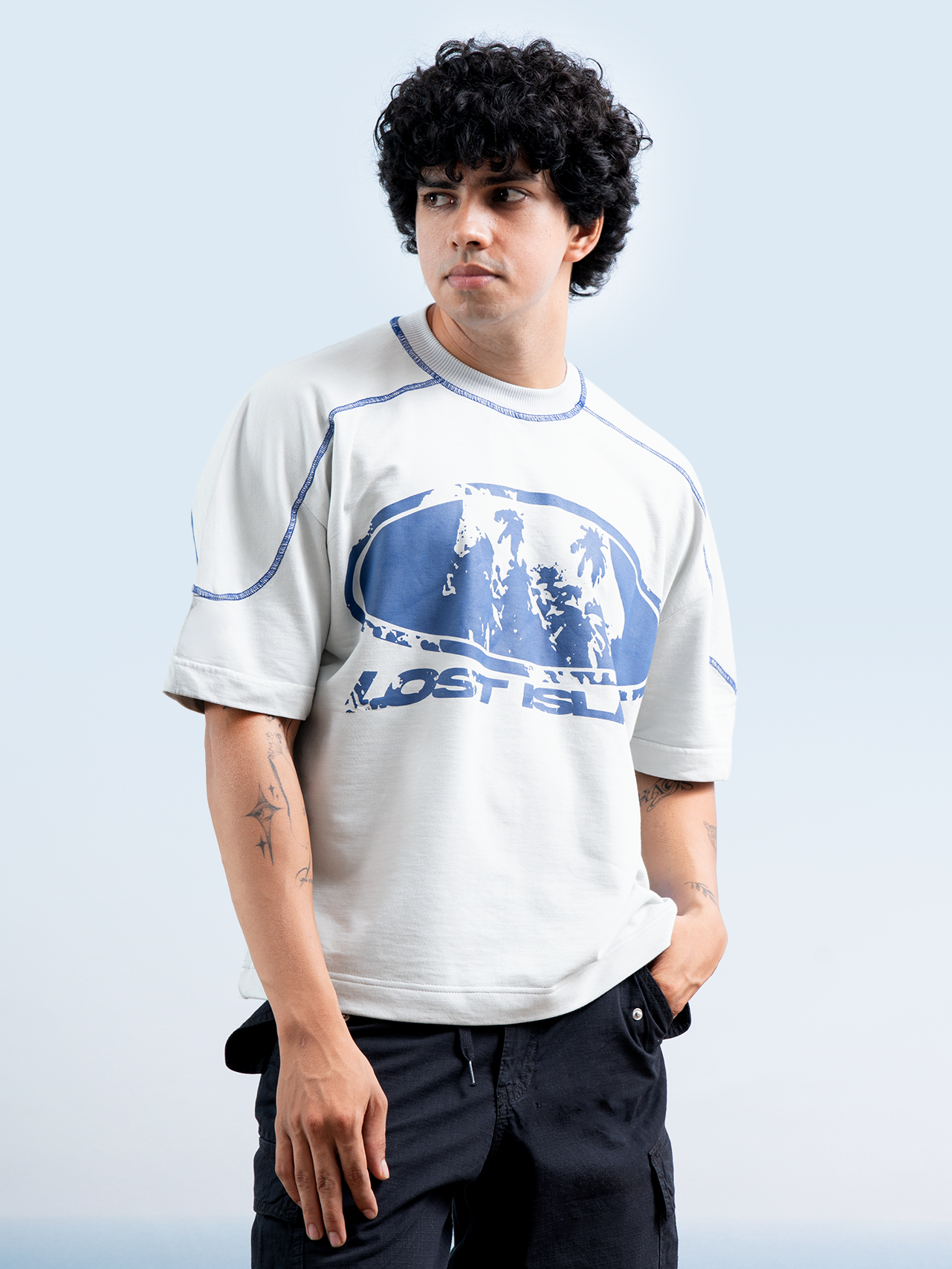 Lost Island V2 T-Shirt - Blue Grey