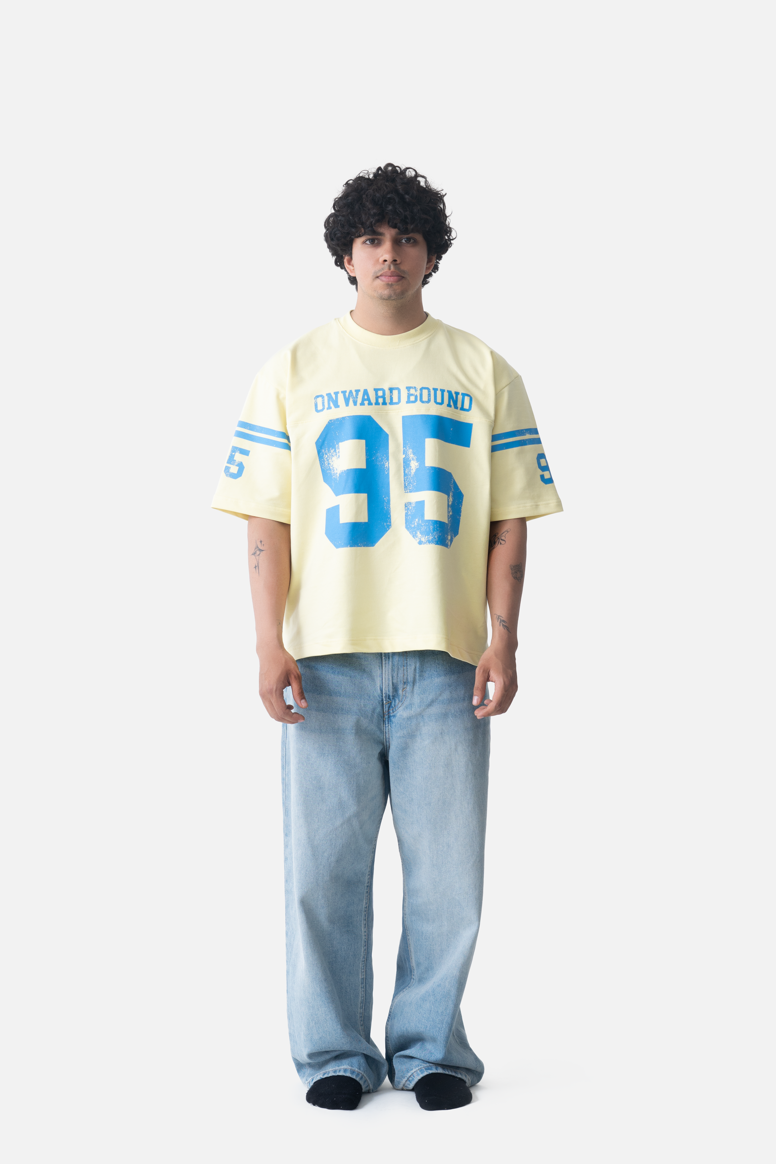 CROPPED FIT  Football Jersey- Lemon Yellow