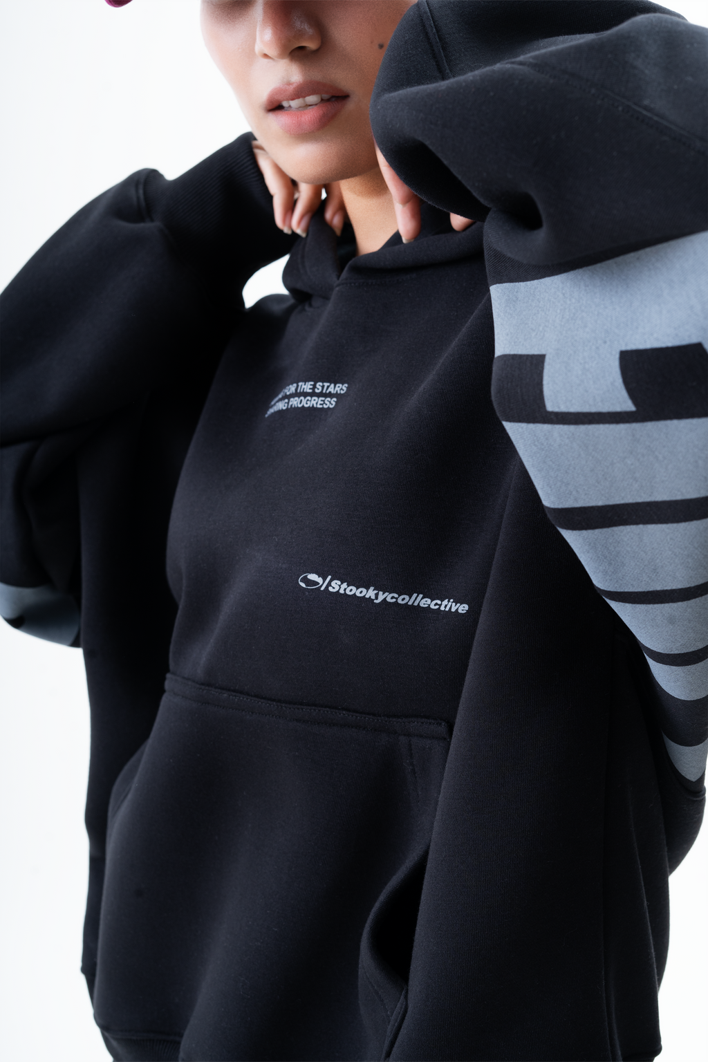 For the stars hoodie-Black