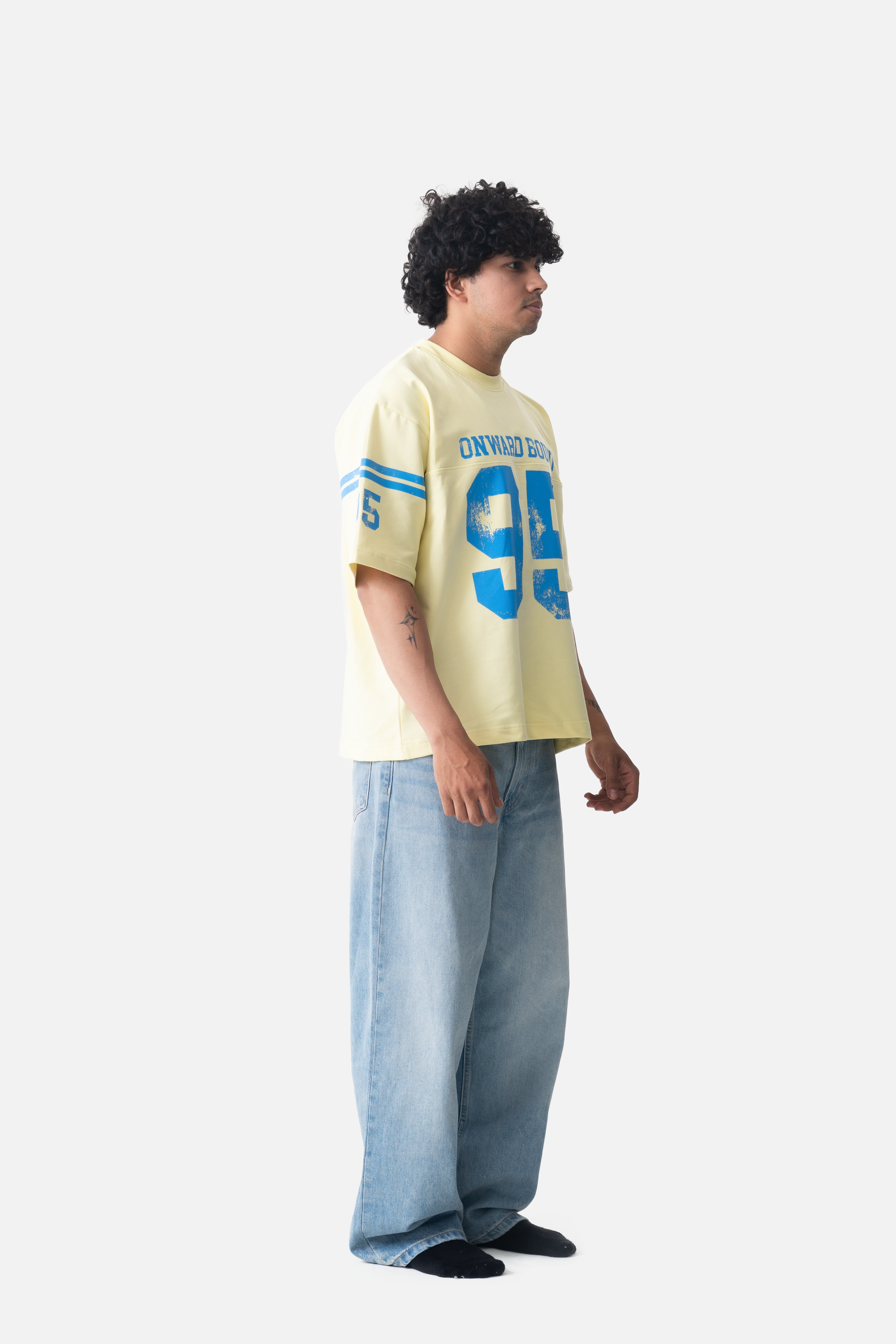 CROPPED FIT  Football Jersey- Lemon Yellow