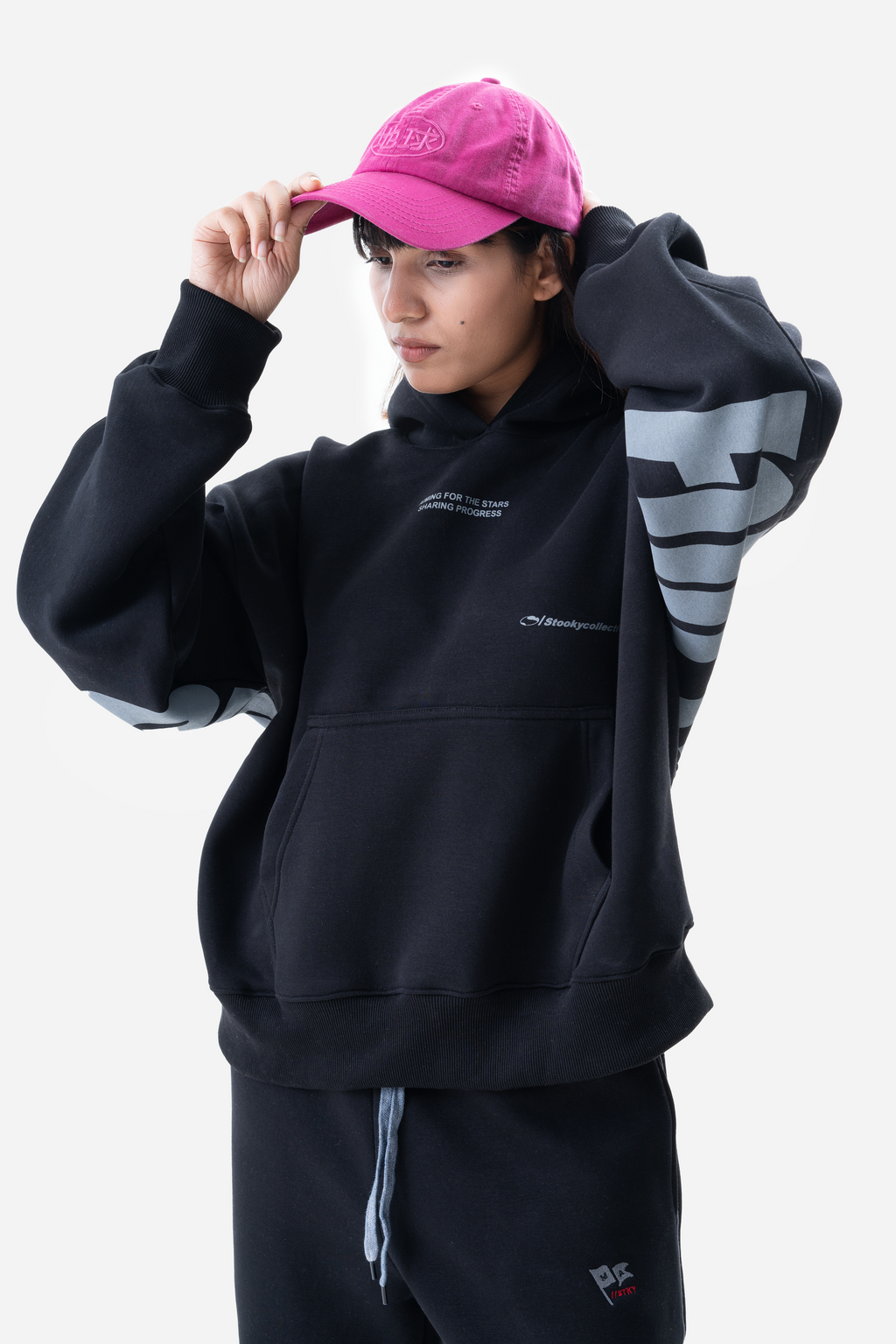 For the stars hoodie-Black