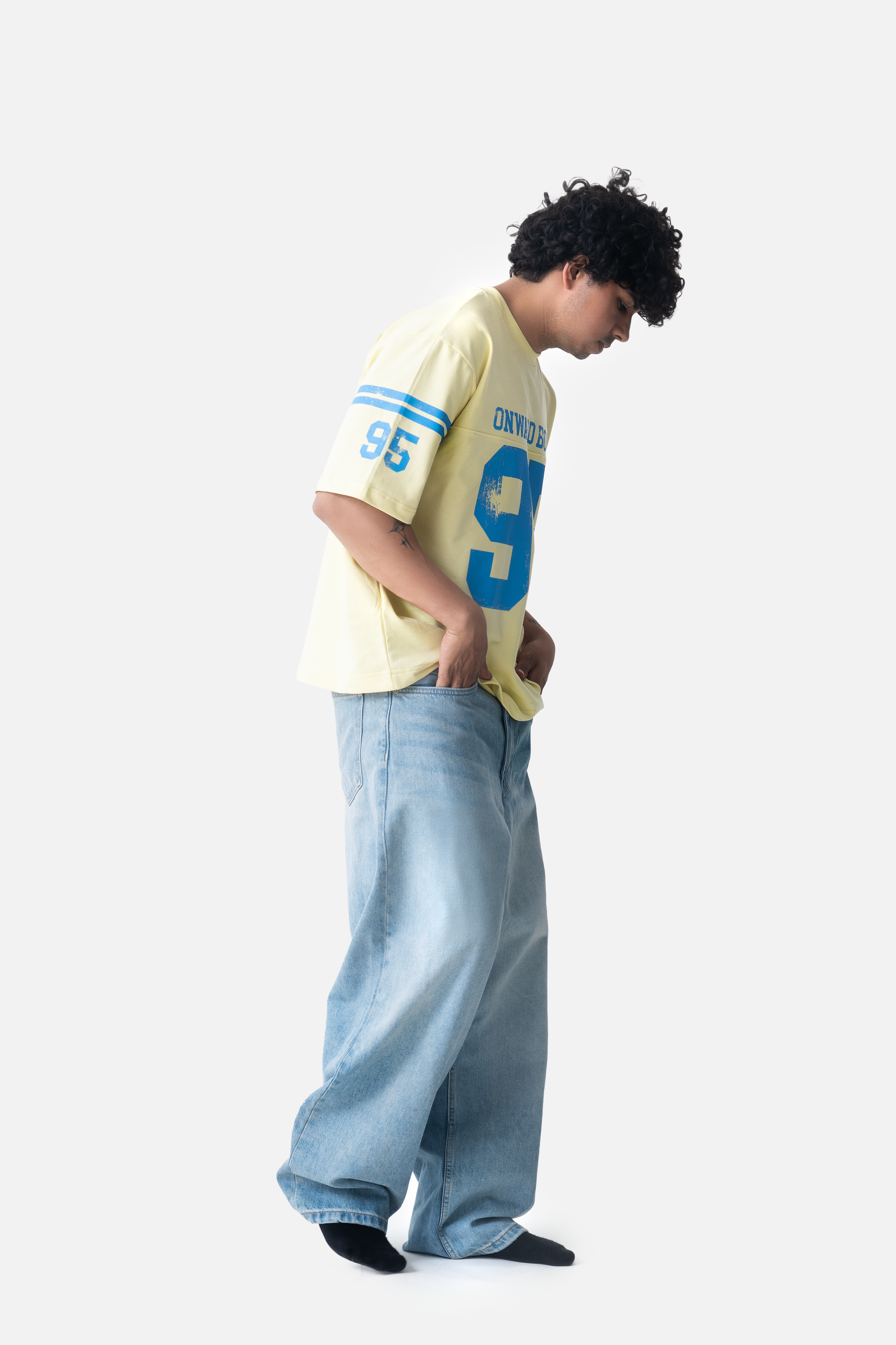 CROPPED FIT  Football Jersey- Lemon Yellow