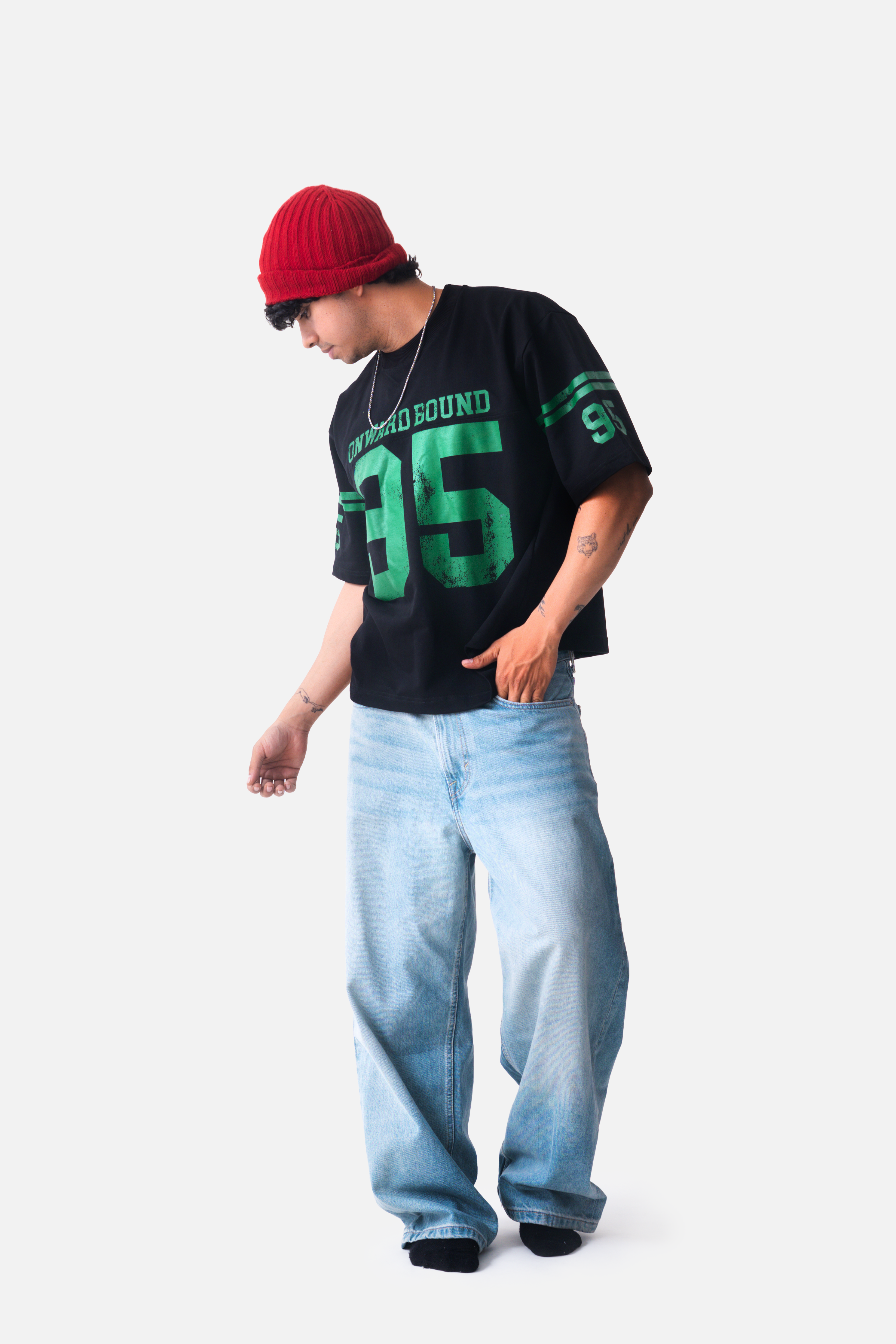 CROPPED FIT Football Jersey - Black