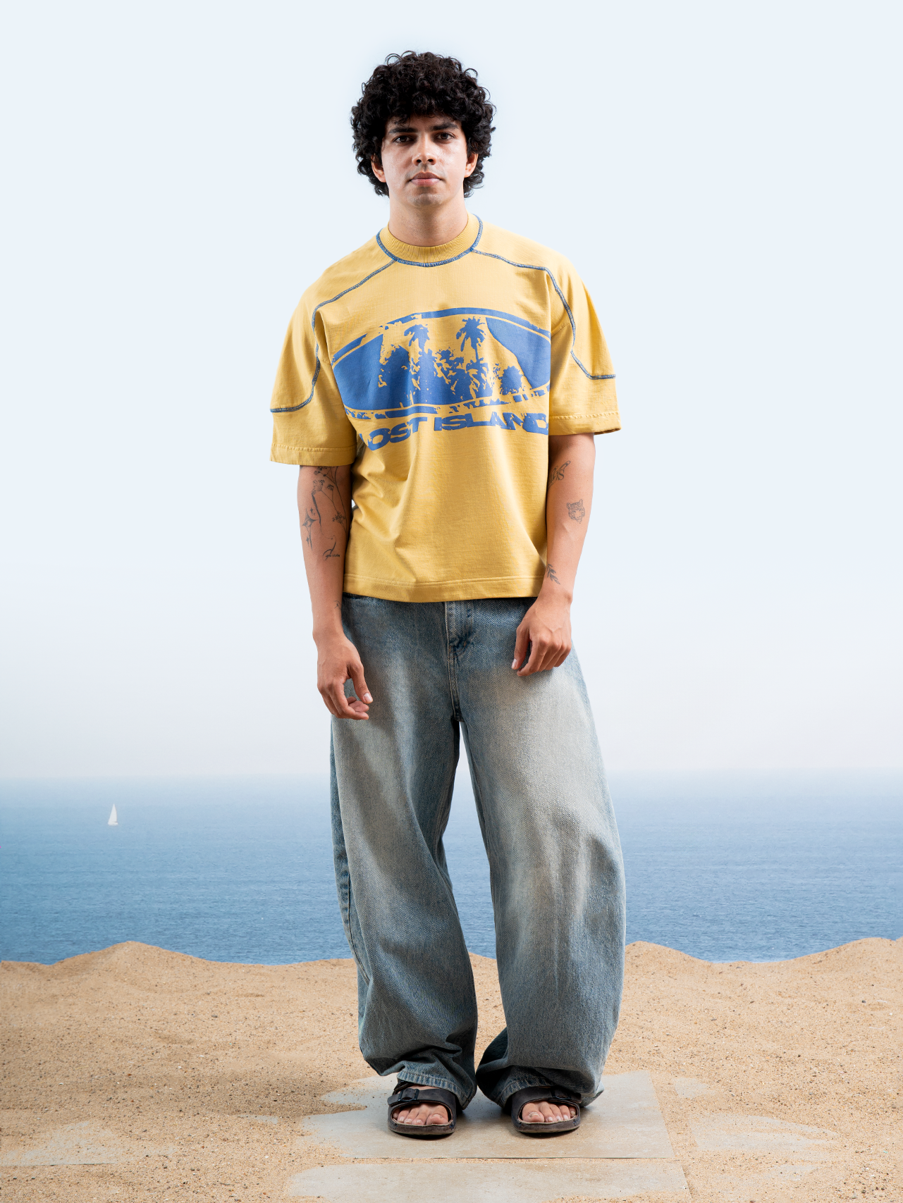 Lost Island V2 T-Shirt - Washed Mustard