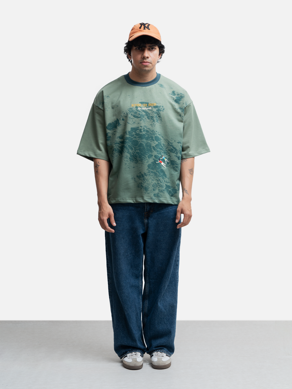 Offshore Emroidered T-Shirt - Moss Green