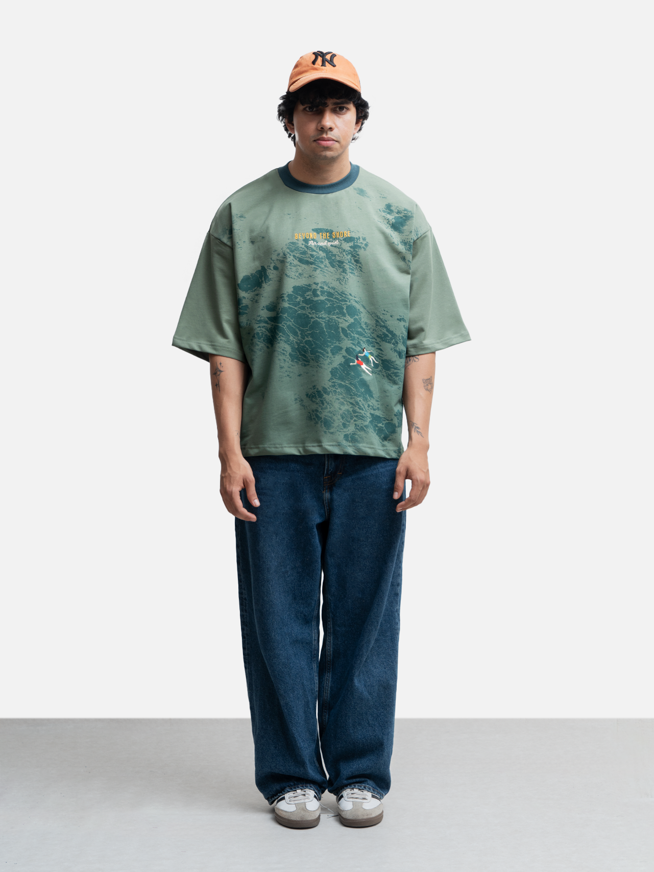Offshore Emroidered T-Shirt - Moss Green