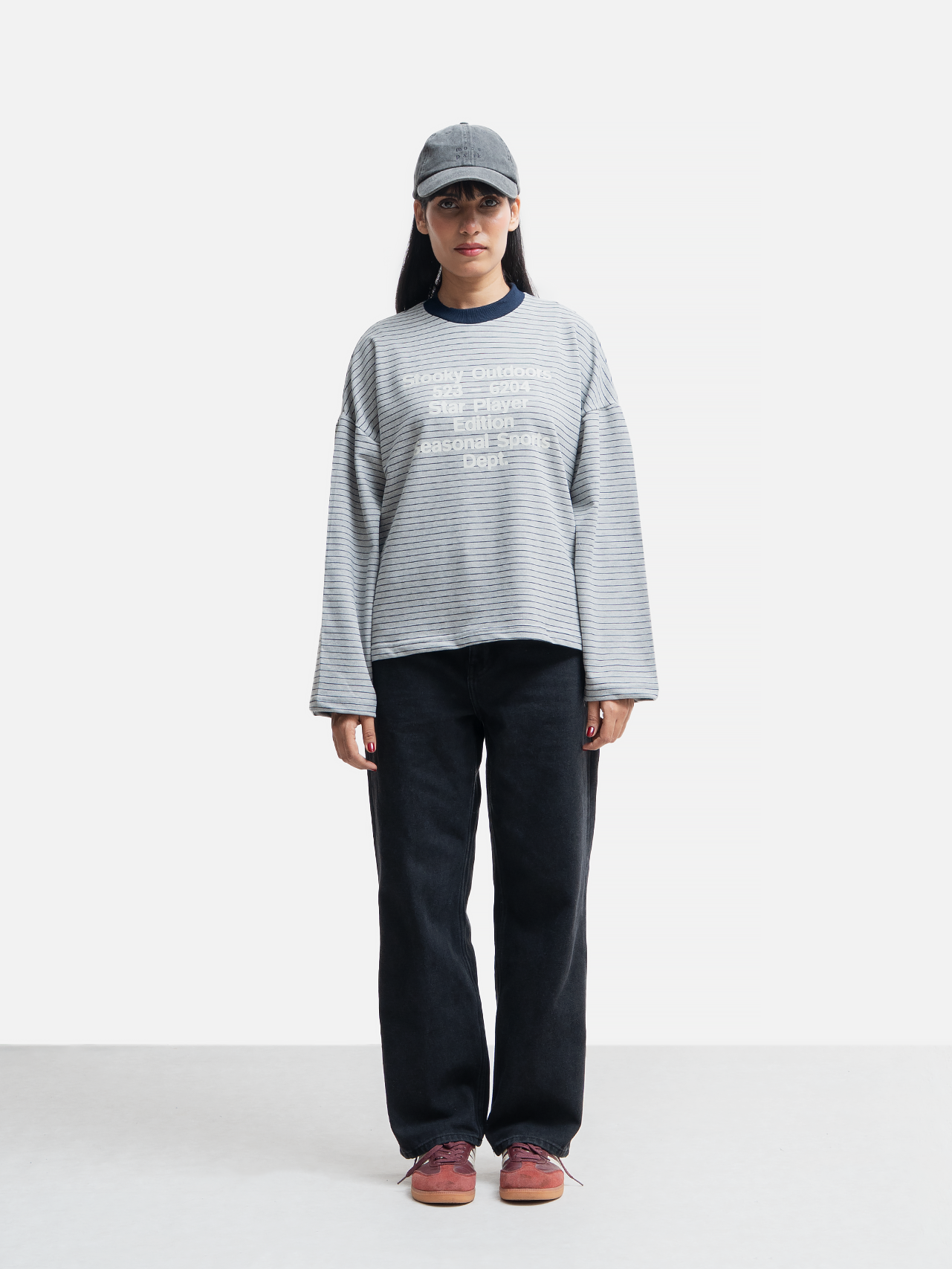 Striped Longsleeve T-Shirt - Melange/Navy