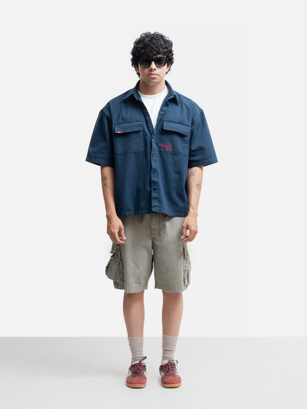 Utility Box-Fit Shirt - Navy (Cropped)