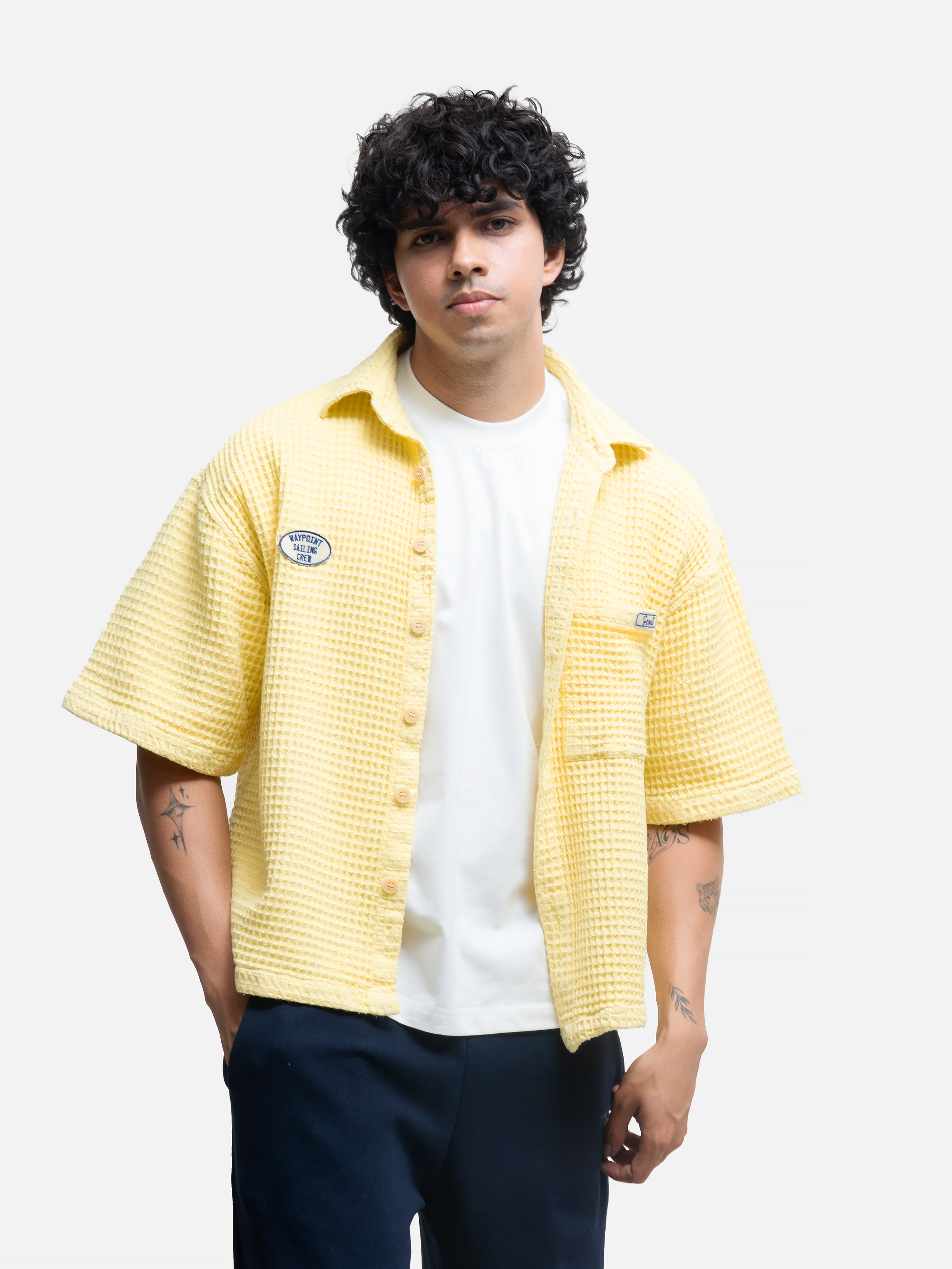 Waffled pocket Shirt - Butter Yellow
