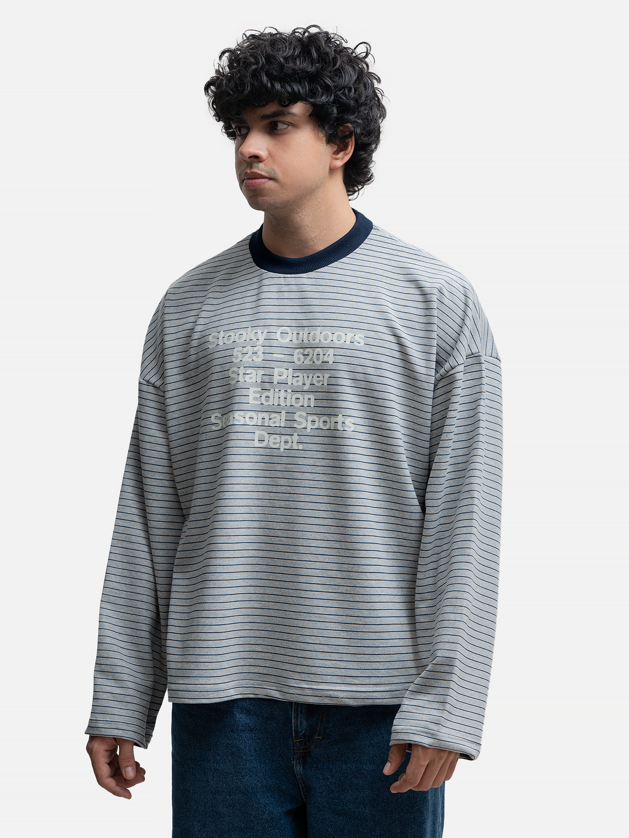 Striped Longsleeve T-Shirt - Melange/Navy