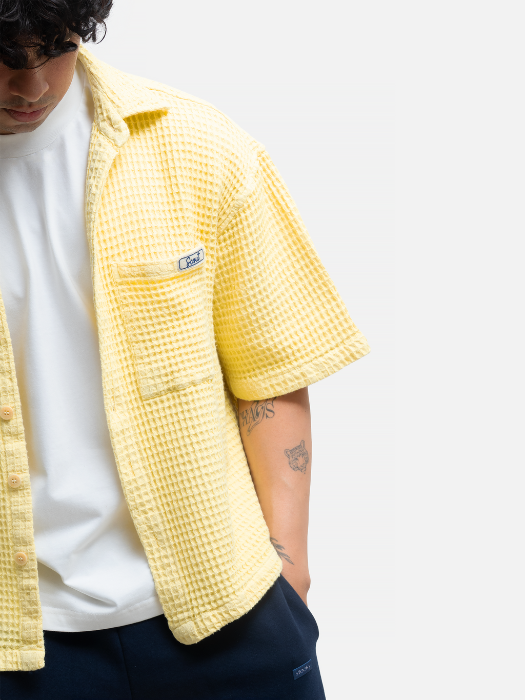 Waffled pocket Shirt - Butter Yellow