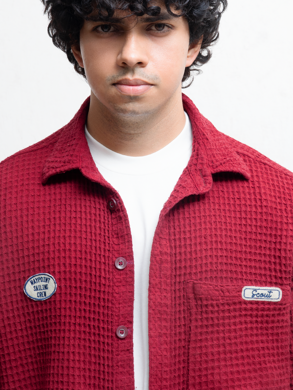 Waffled pocket Shirt - Cherry