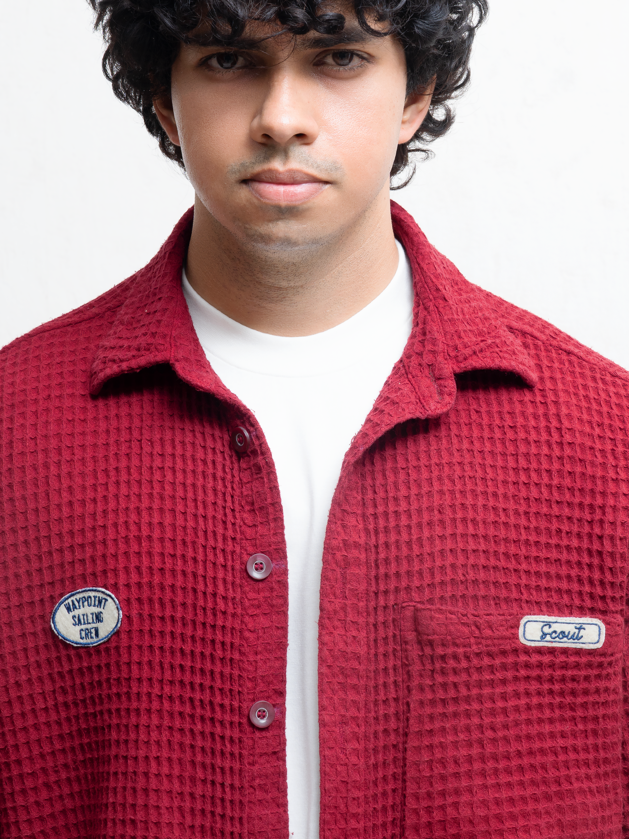 Waffled pocket Shirt - Cherry