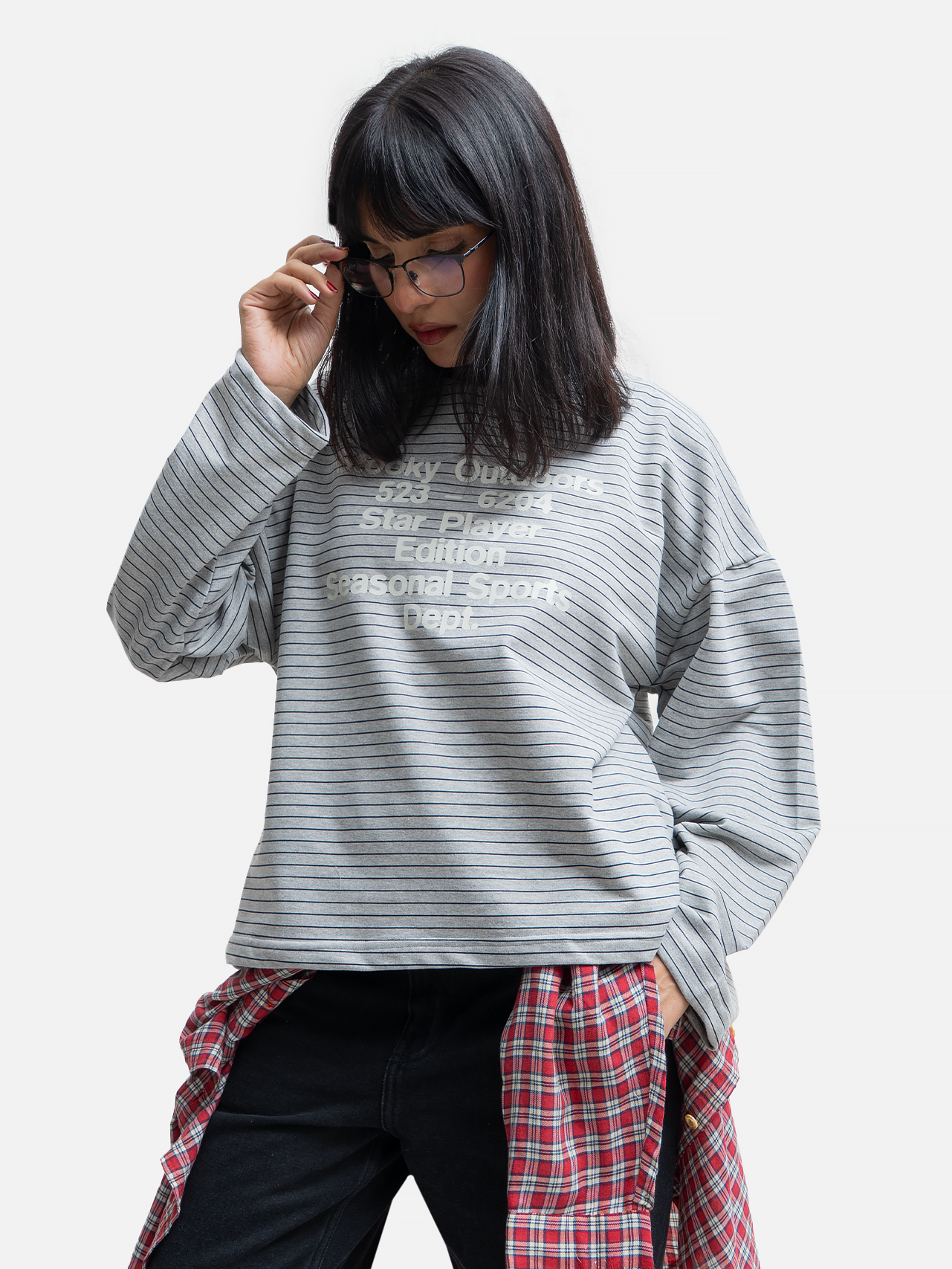 Striped Longsleeve T-Shirt - Melange/Navy