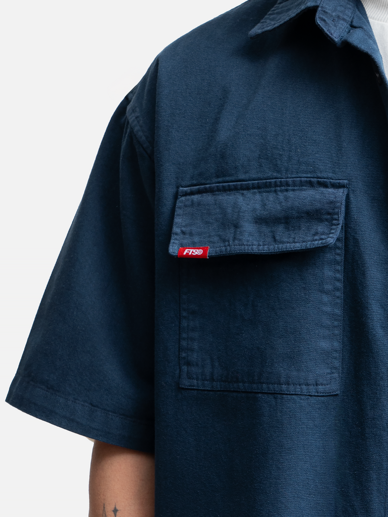Utility Box-Fit Shirt - Navy (Cropped)