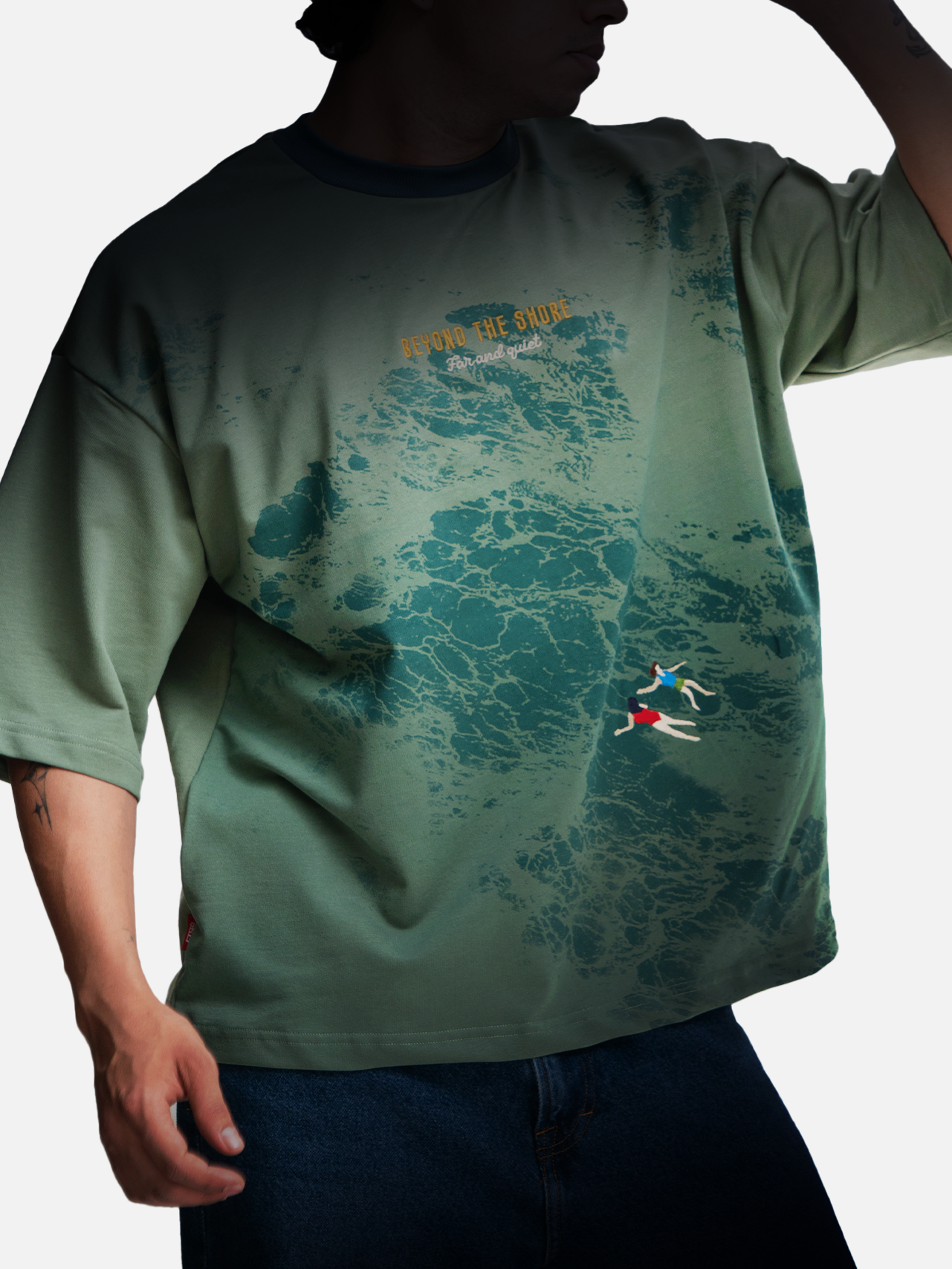 Offshore Emroidered T-Shirt - Moss Green