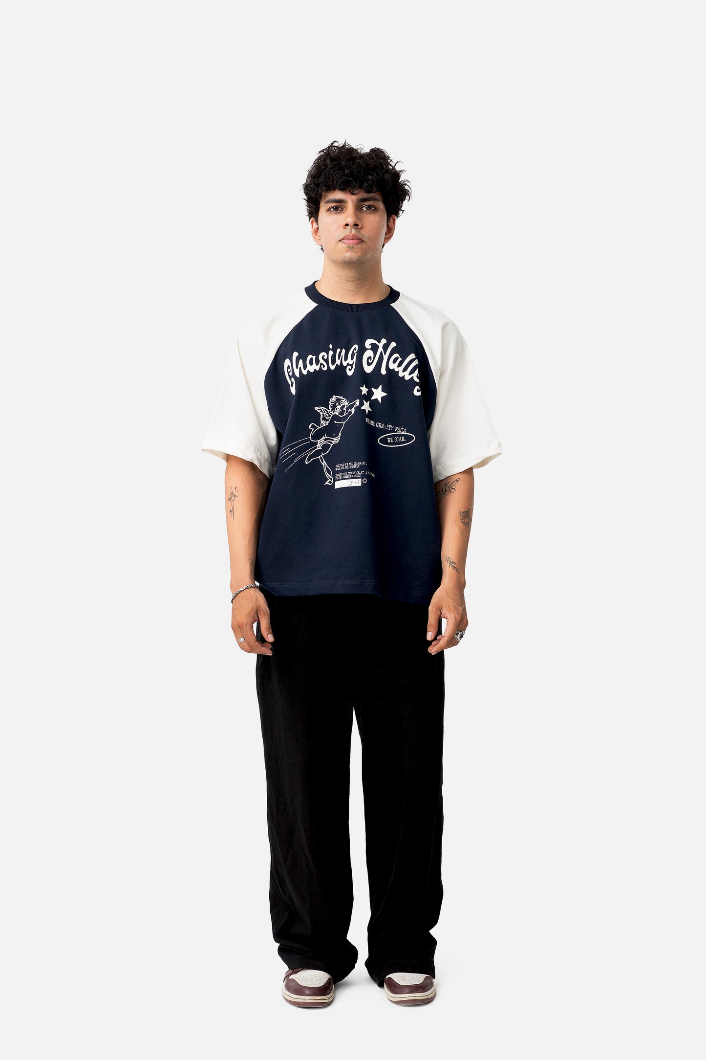 Chasing Halley Raglan- Navy/Off-White