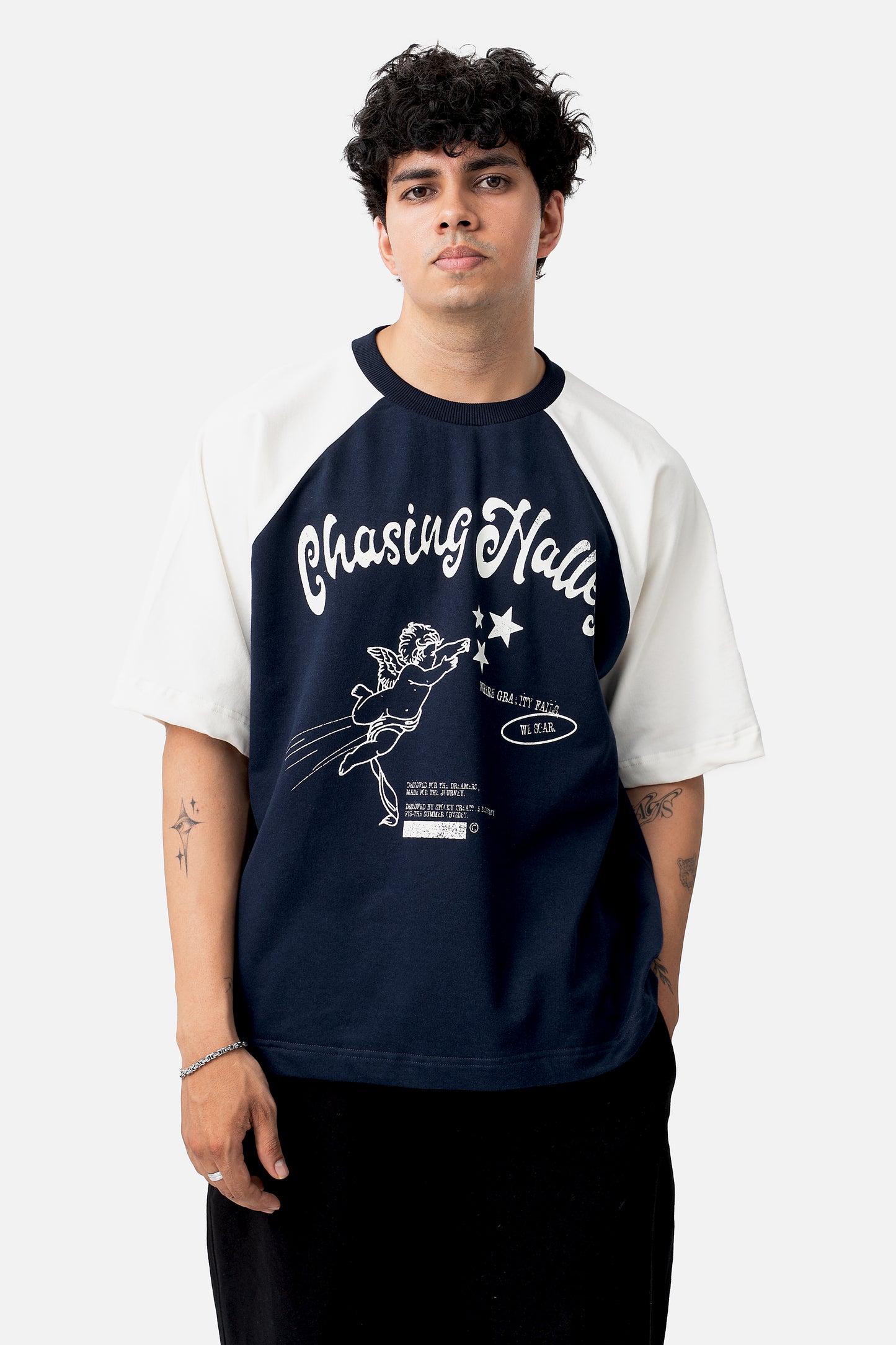 Chasing Halley Raglan- Navy/Off-White