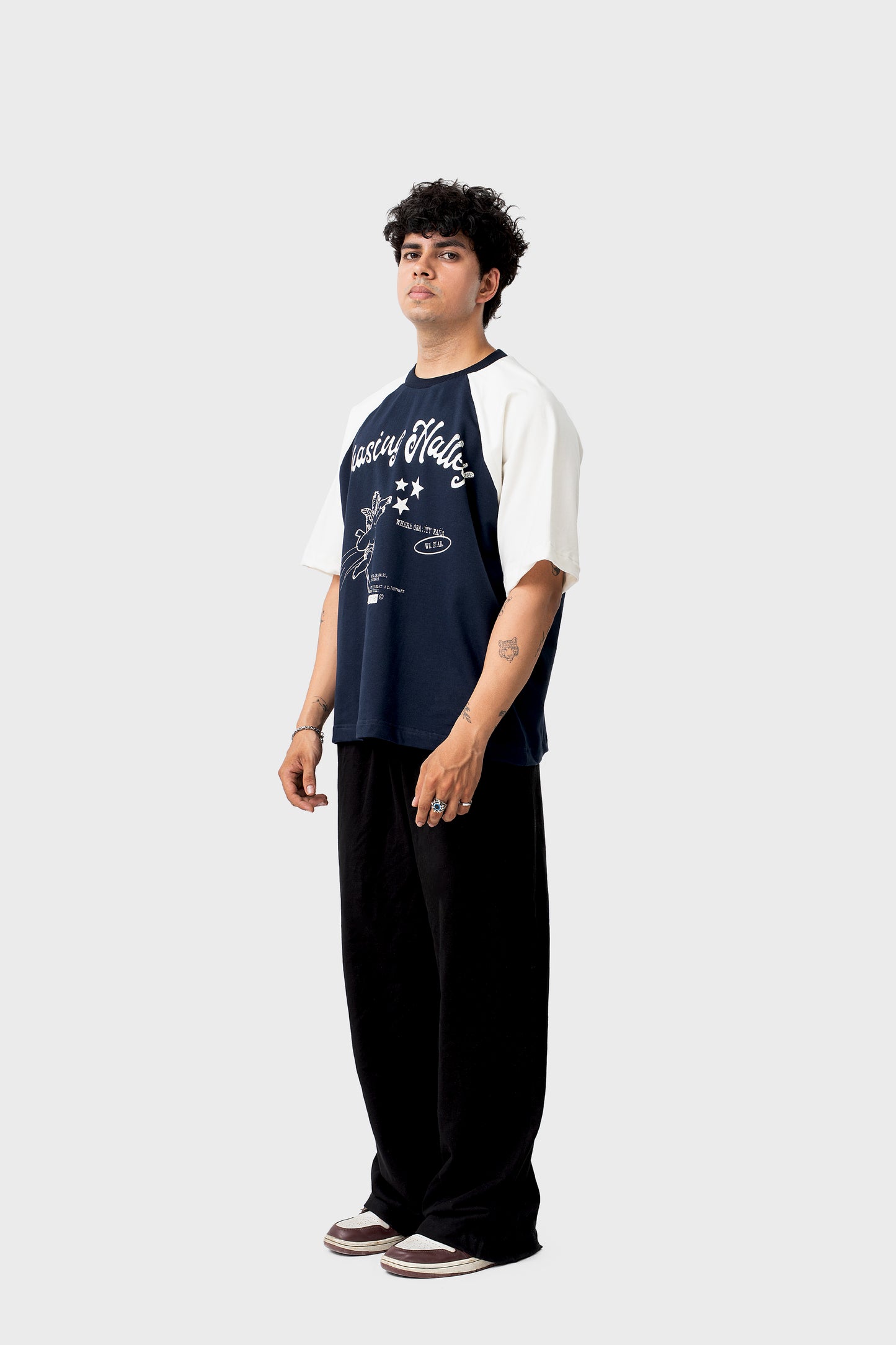 Chasing Halley Raglan- Navy/Off-White
