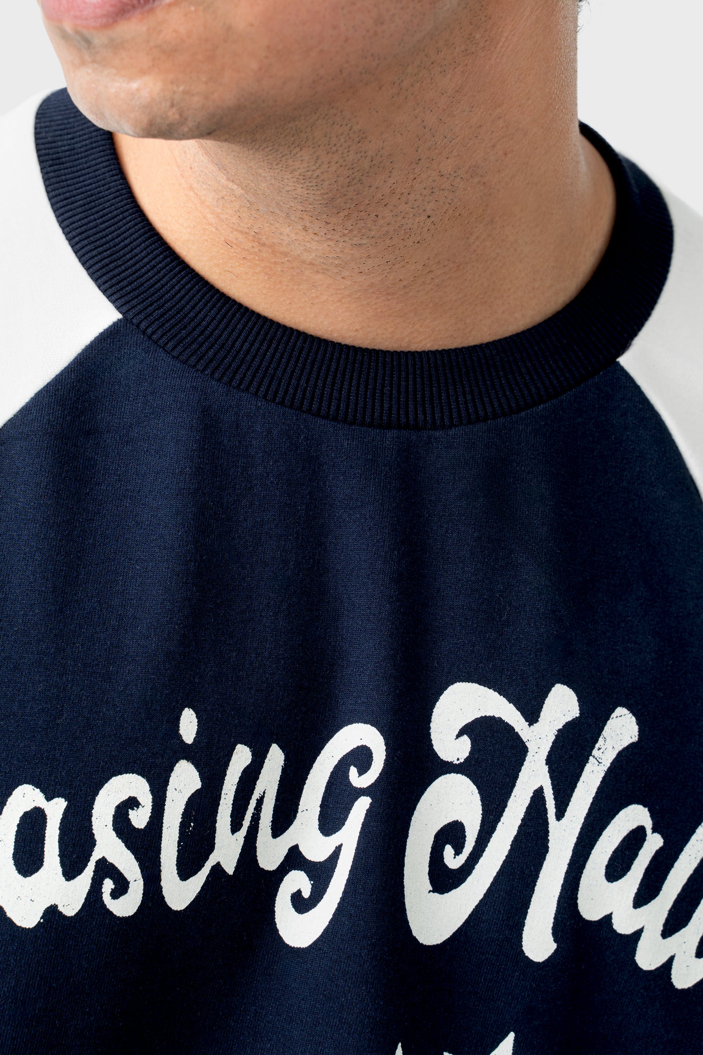 Chasing Halley Raglan- Navy/Off-White