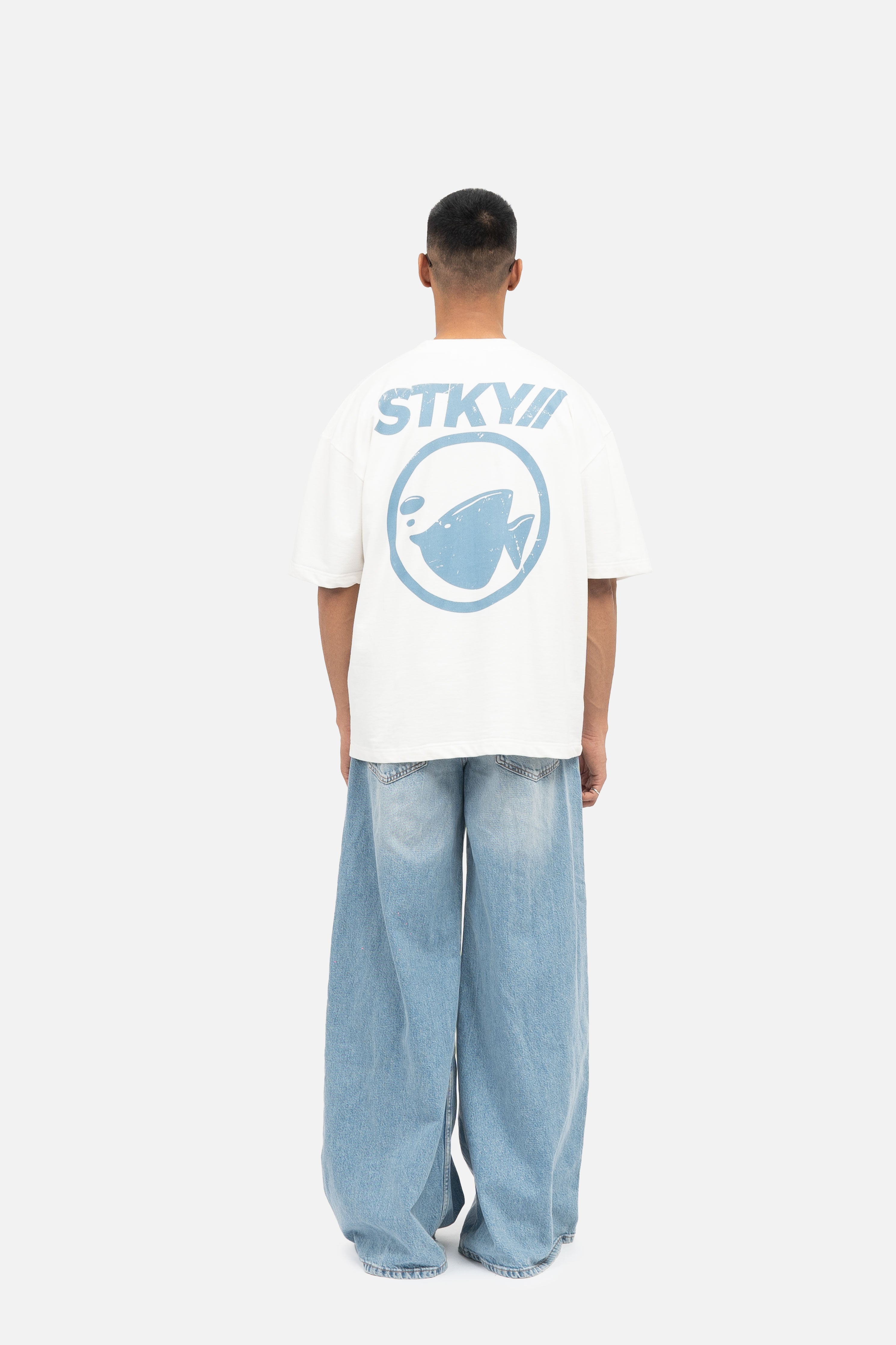 Fish crew tee- Off white (Unisex)