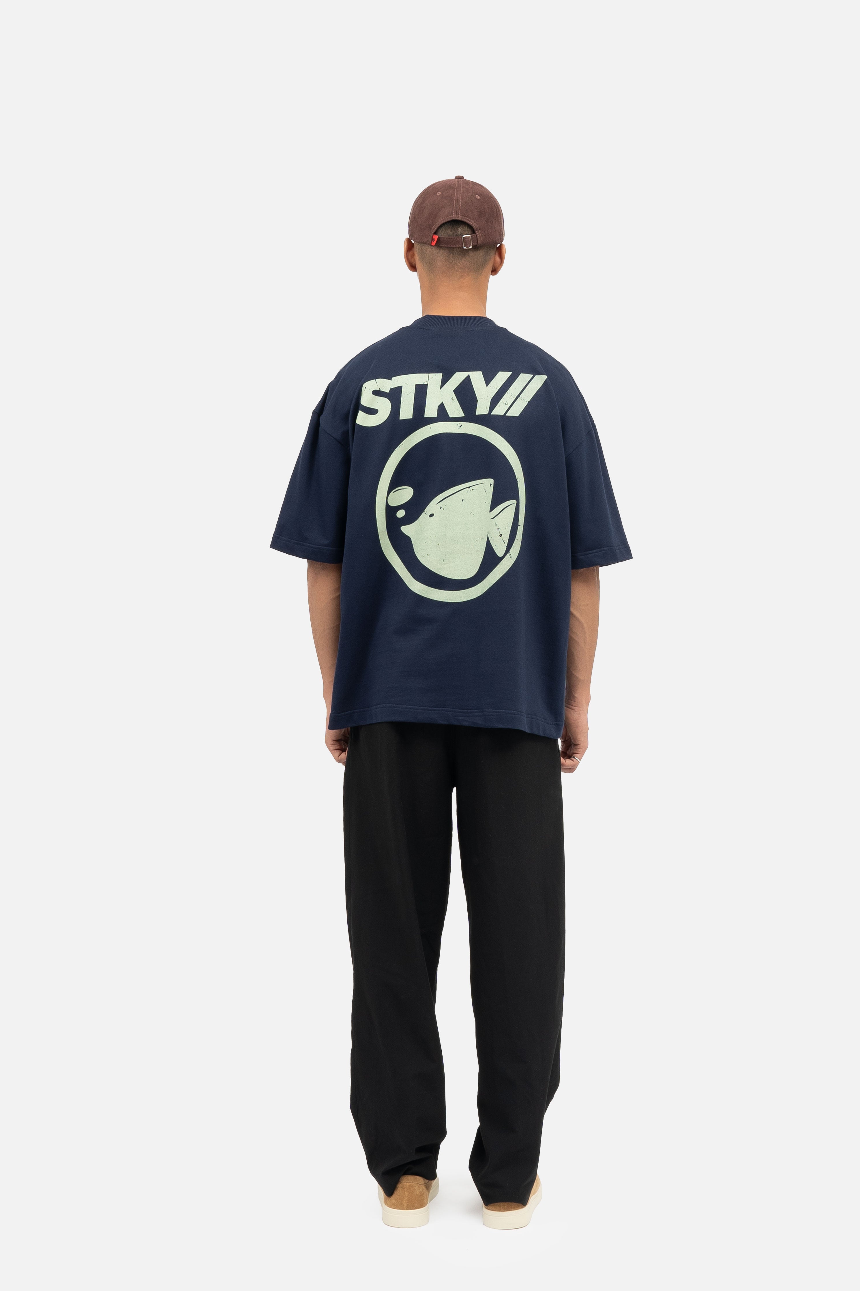 Fish crew tee- Dark navy (Unisex)