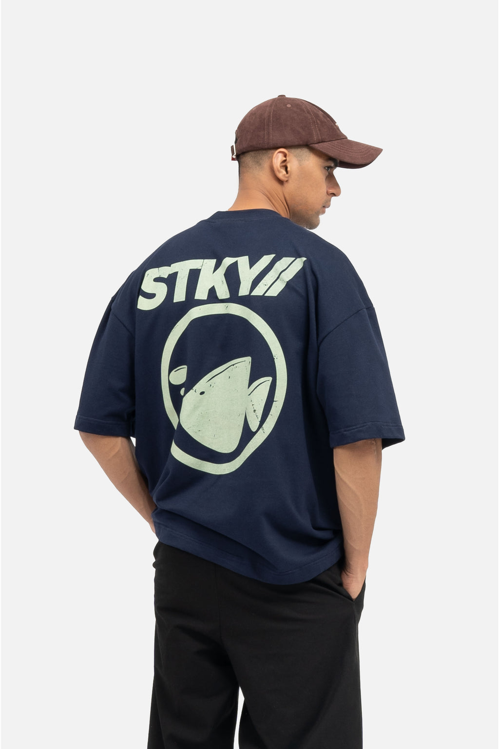 Fish crew tee- Dark navy (Unisex)