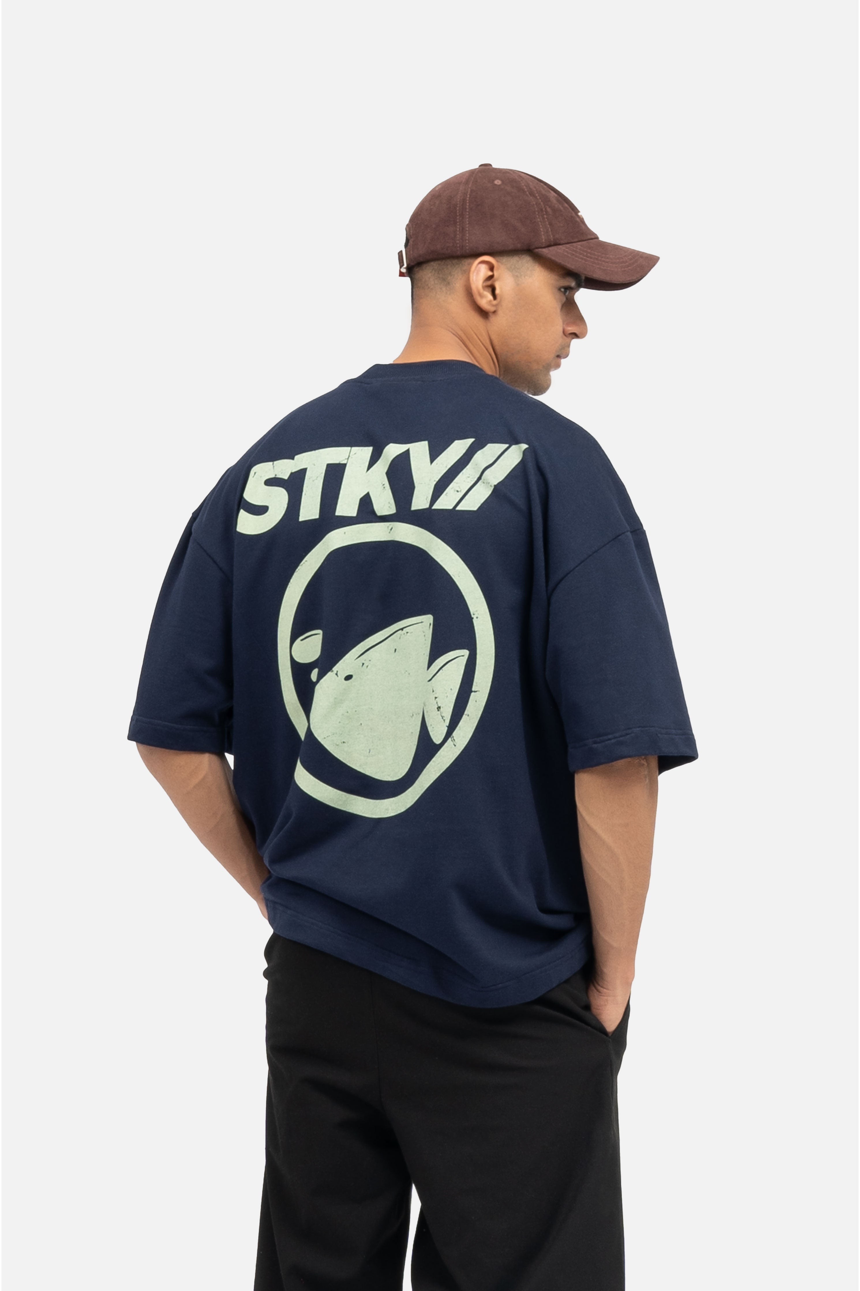 Fish crew tee- Dark navy (Unisex)