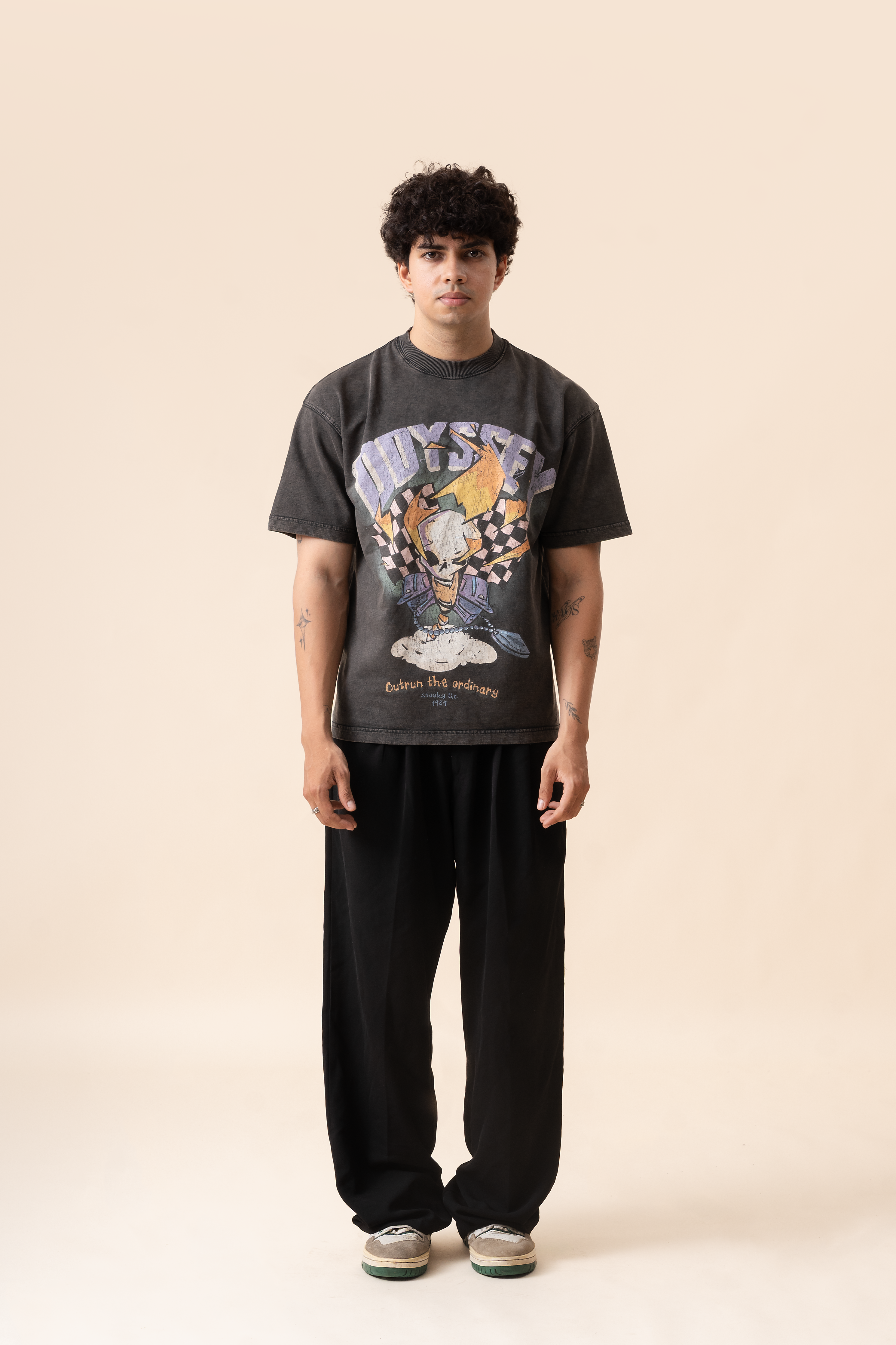 Odyssey Rider tee - Washed Black (CROP)