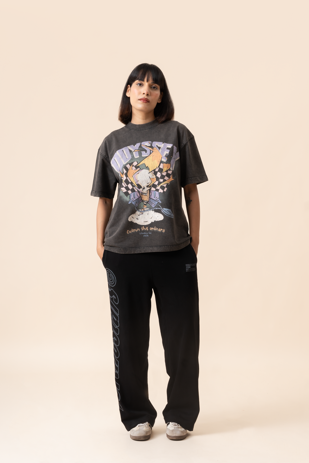 Odyssey Rider tee - Washed Black (CROP)