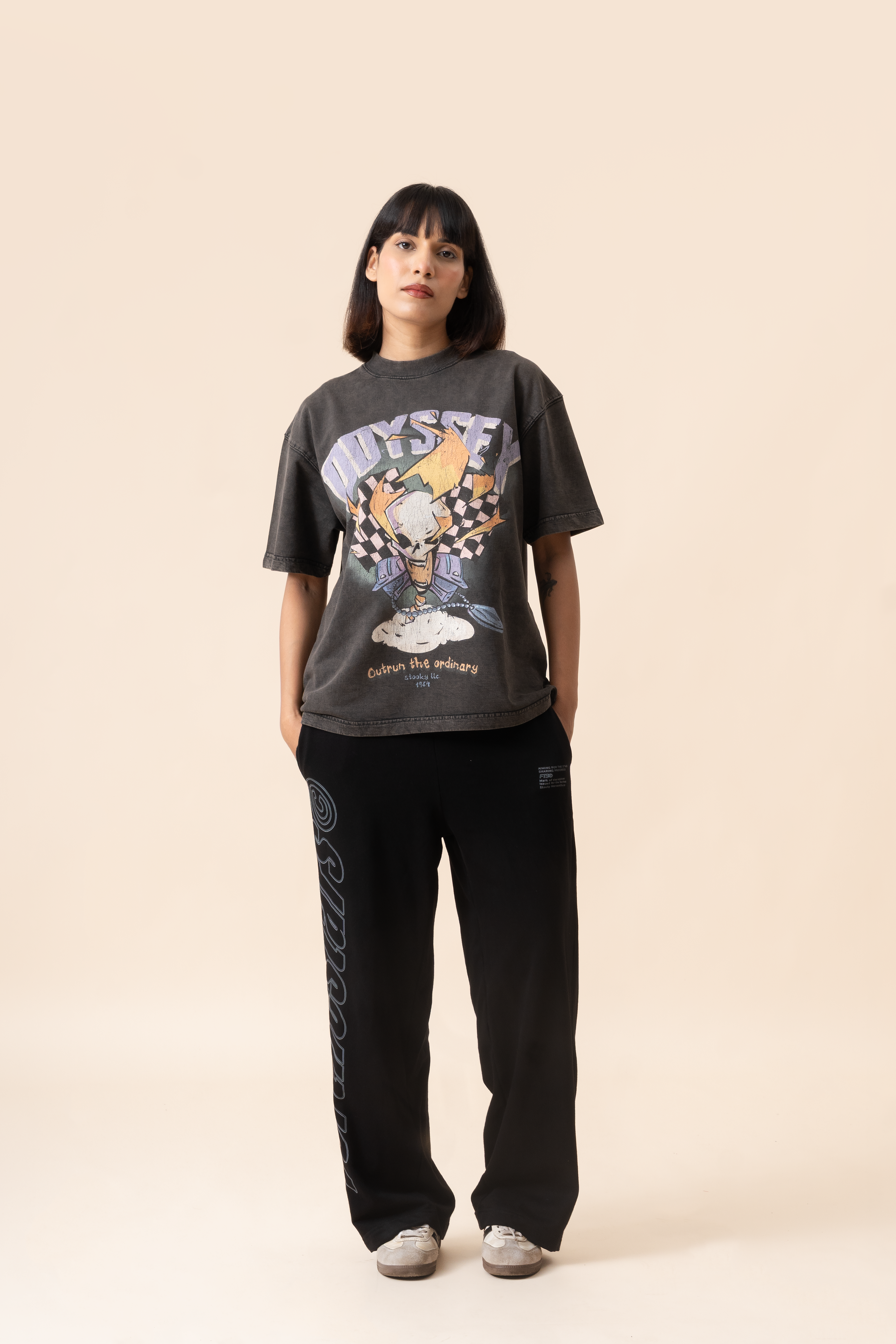 Odyssey Rider tee - Washed Black (CROP)