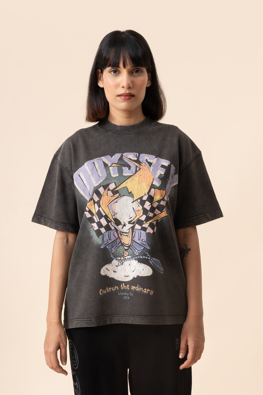 Odyssey Rider tee - Washed Black (CROP)