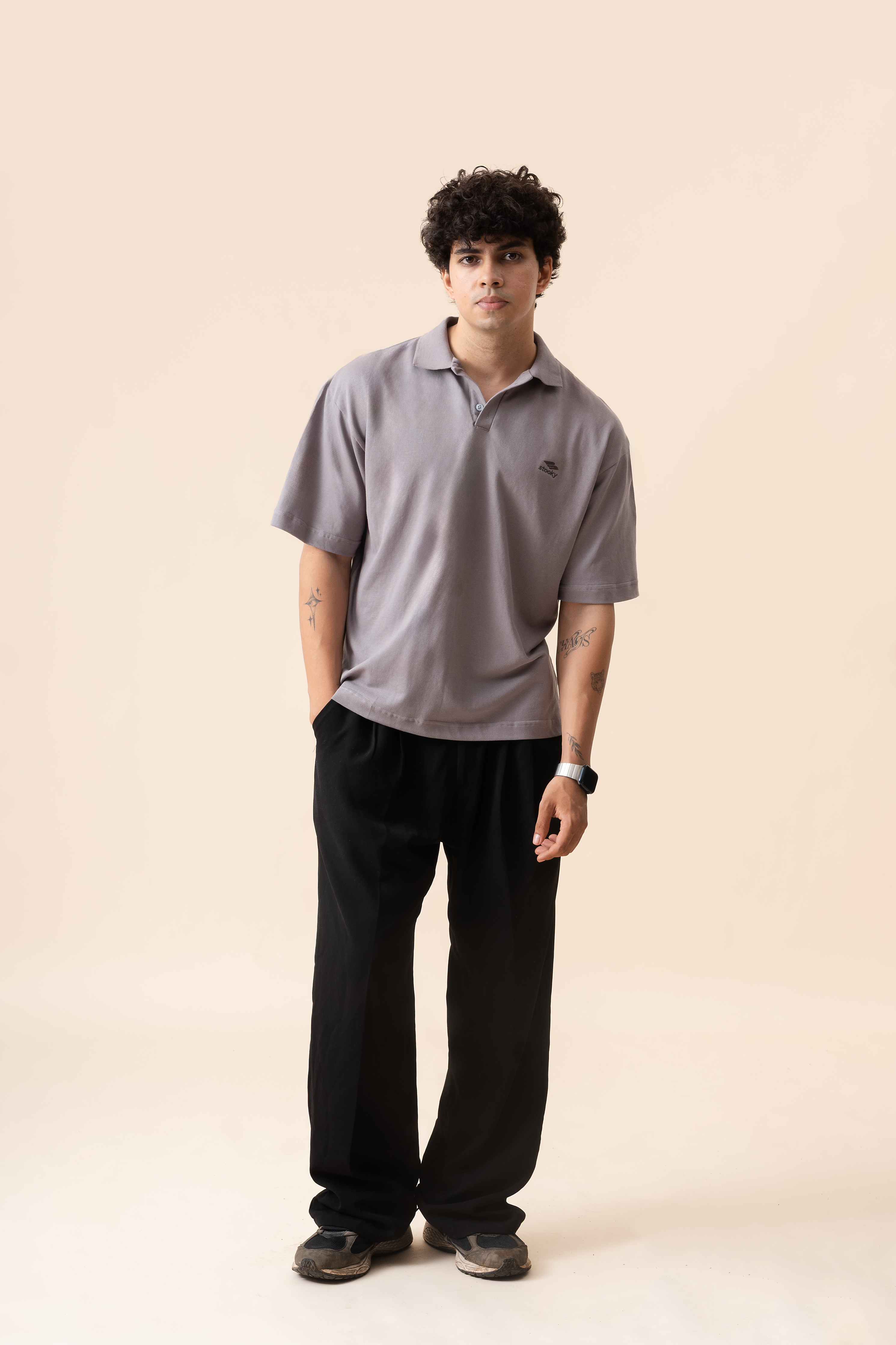 Everyday cropped polo- Grey