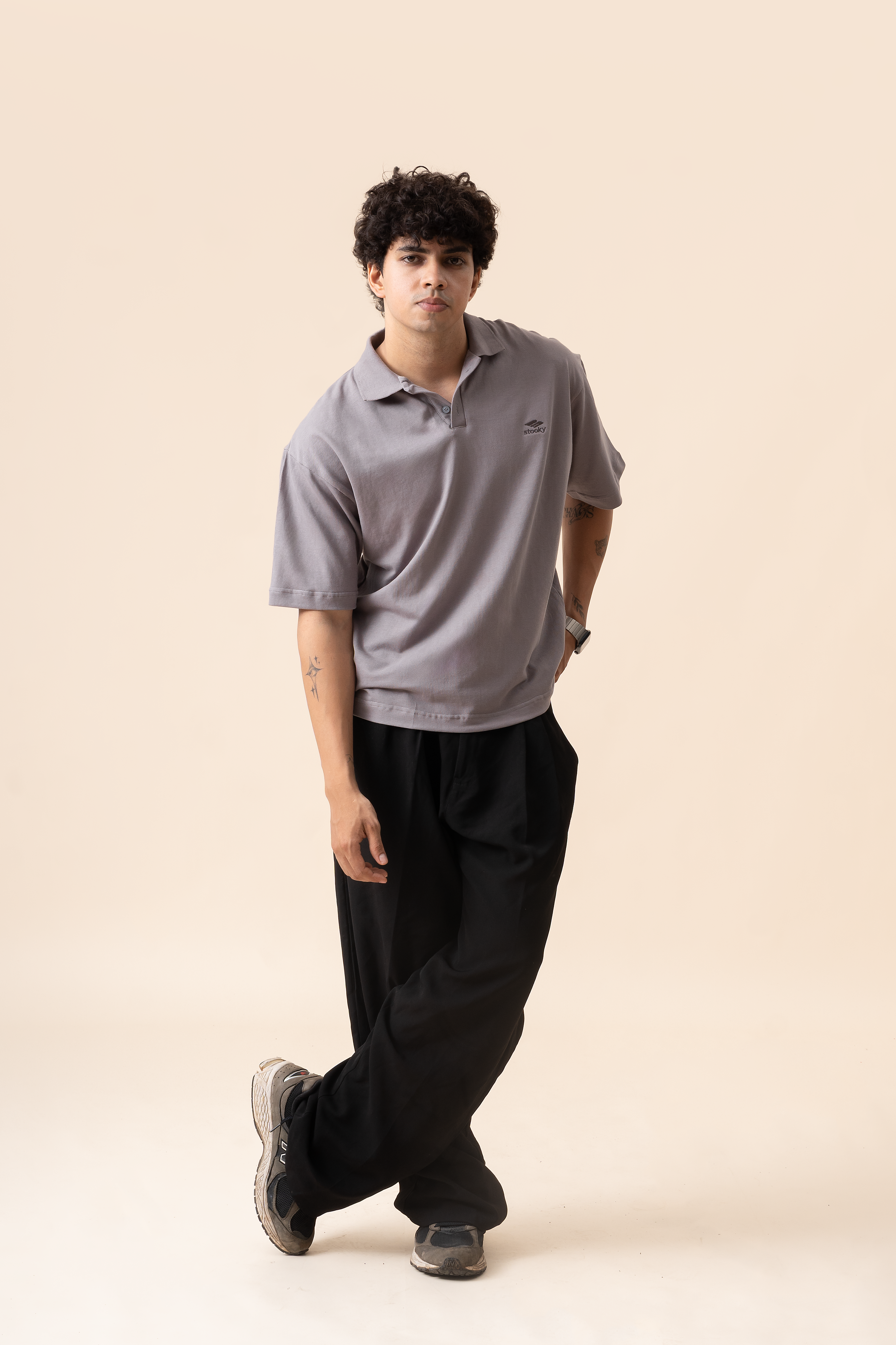 Everyday cropped polo- Grey