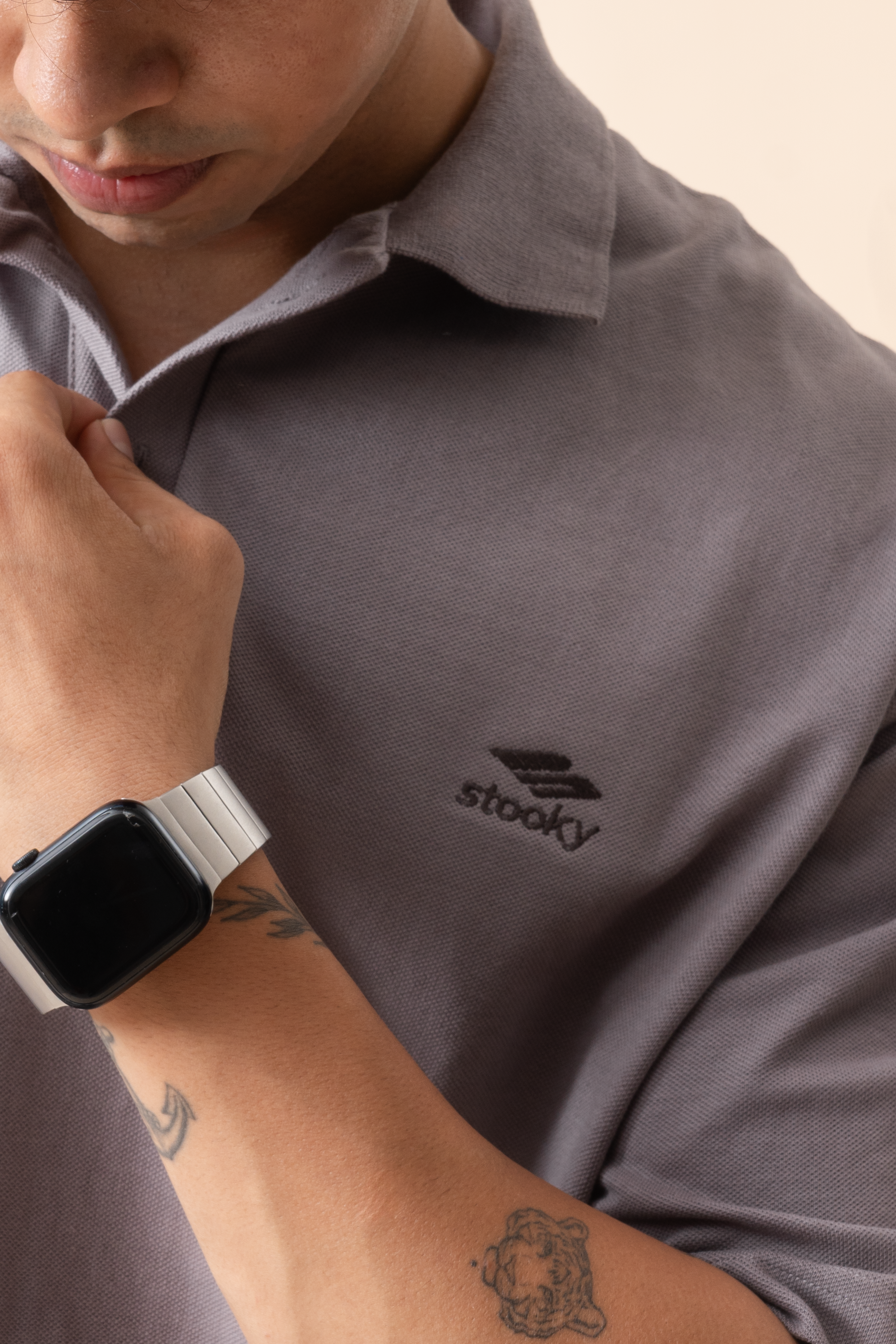 Everyday cropped polo- Grey