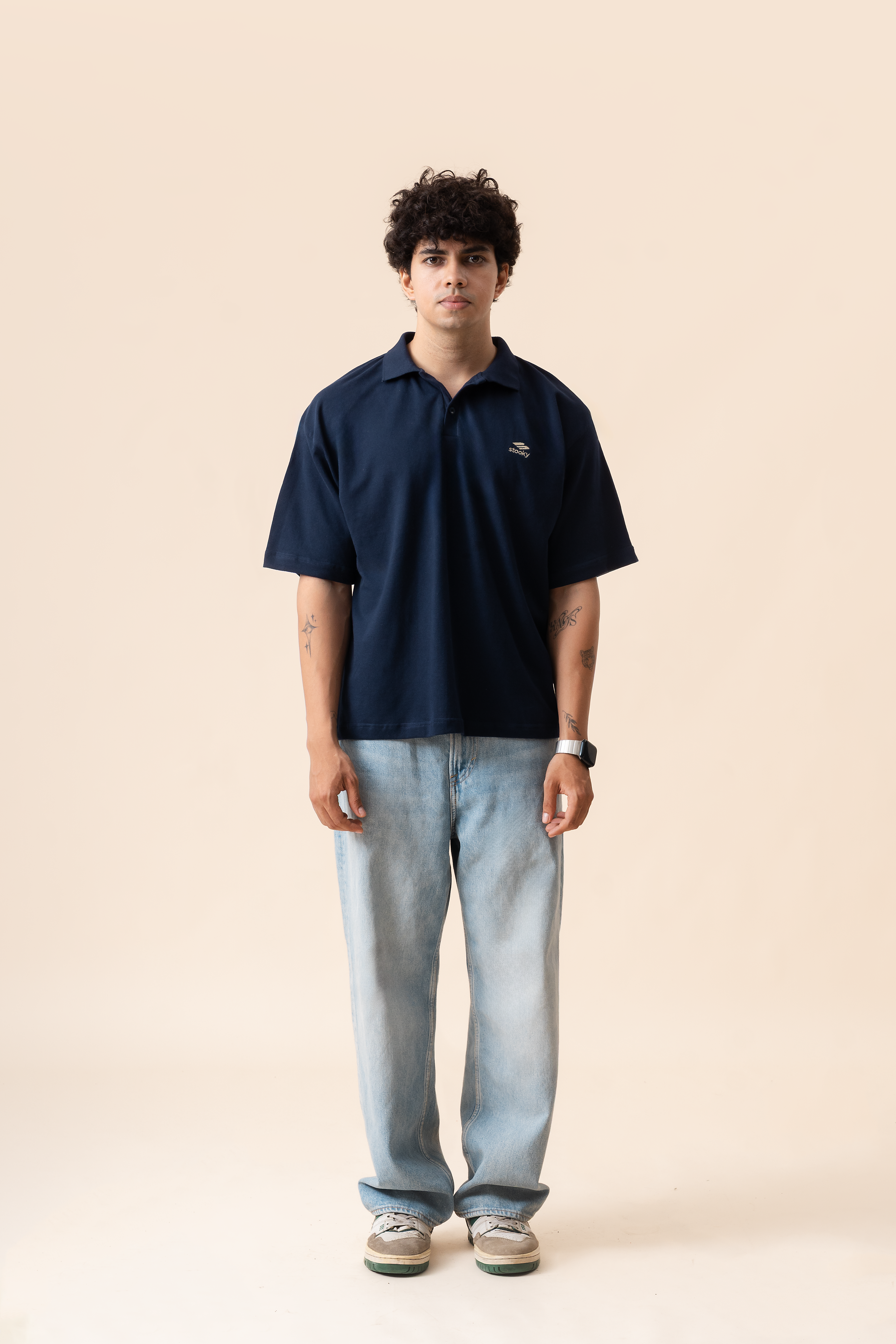 Everyday cropped polo- Navy