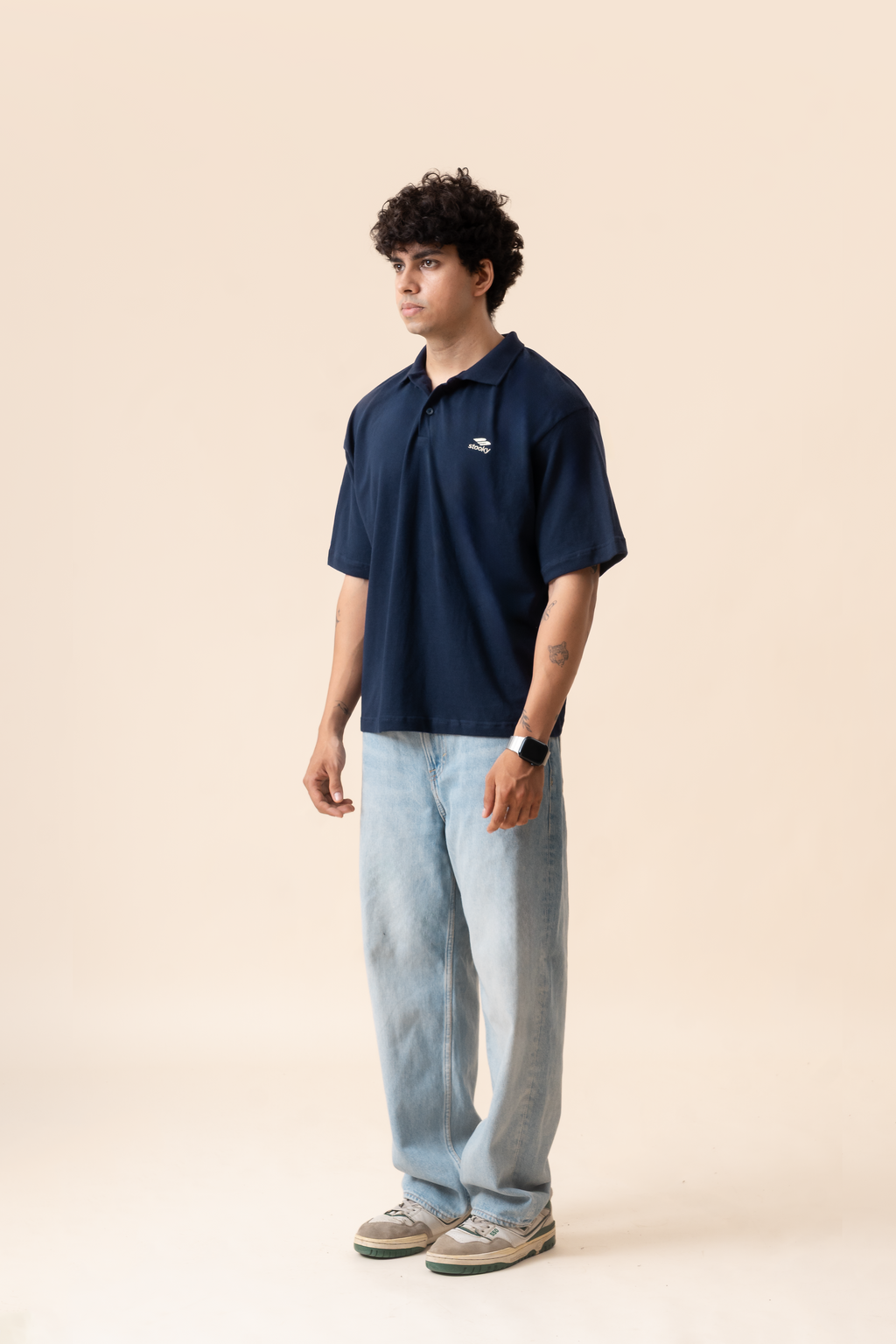 Everyday cropped polo- Navy