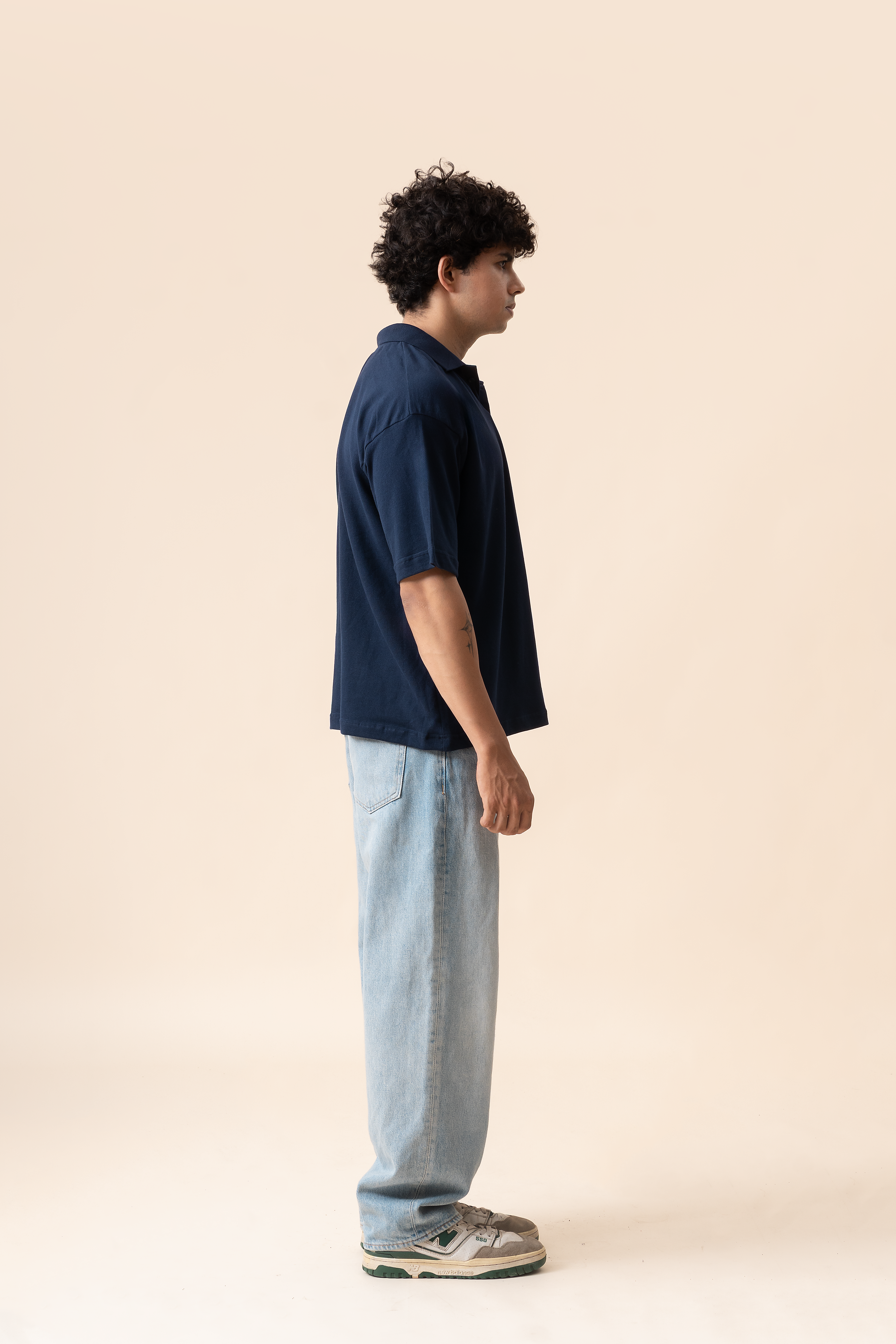 Everyday cropped polo- Navy