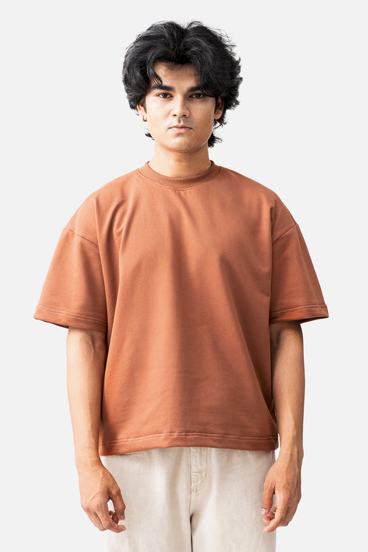 Classic Cropped Box-Fit  Tshirt - Rust Brown