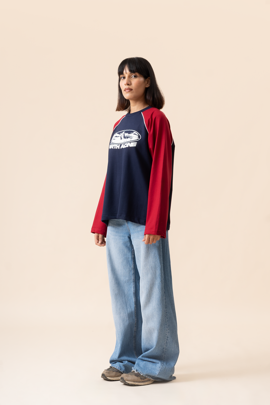 Earth Acne Raglan - Navy/Maroon
