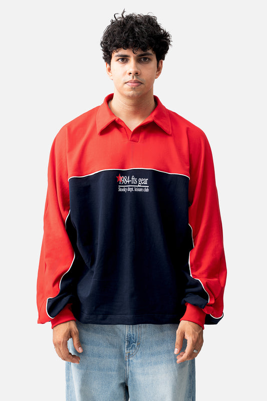 Sports Panelled Polo - Navy/Red