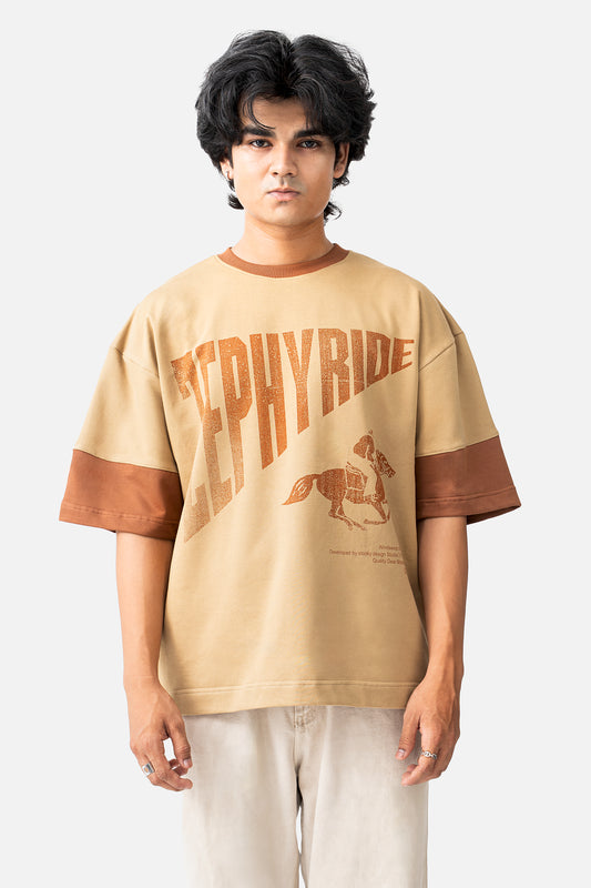 Zephyride Saddle T-Shirt - Sand/Rust Brown